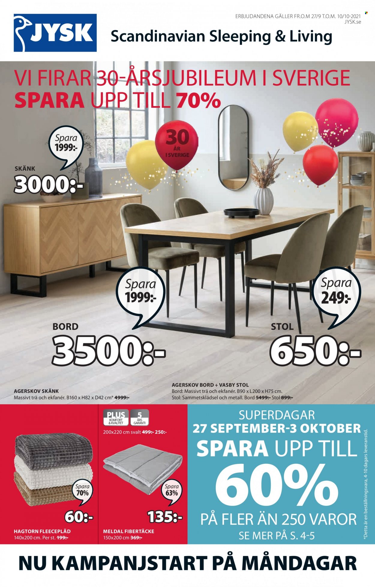 JYSK reklamblad - 27/9 2021 - 10/10 2021. Sida 1