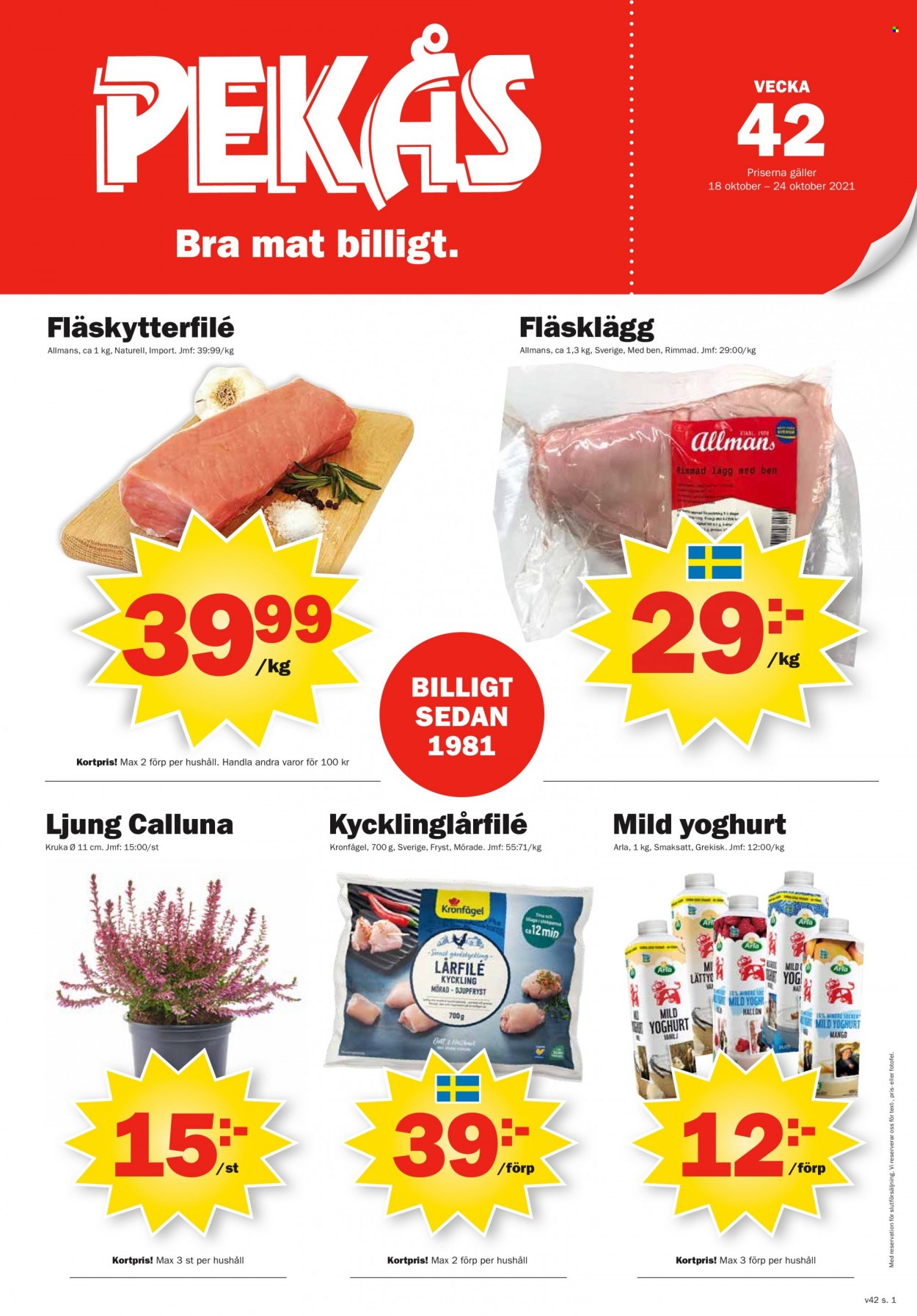 Pekås reklamblad - 18/10 2021 - 24/10 2021. Sida 1