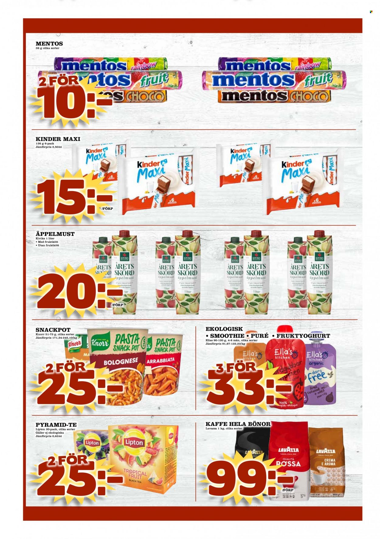 thumbnail - MatDax reklamblad - 18/10 2021 - 24/10 2021 - varor från reklamblad - bönor, Knorr, pasta, smoothie, Lipton, Lavazza, kaffe. Sida 2.
