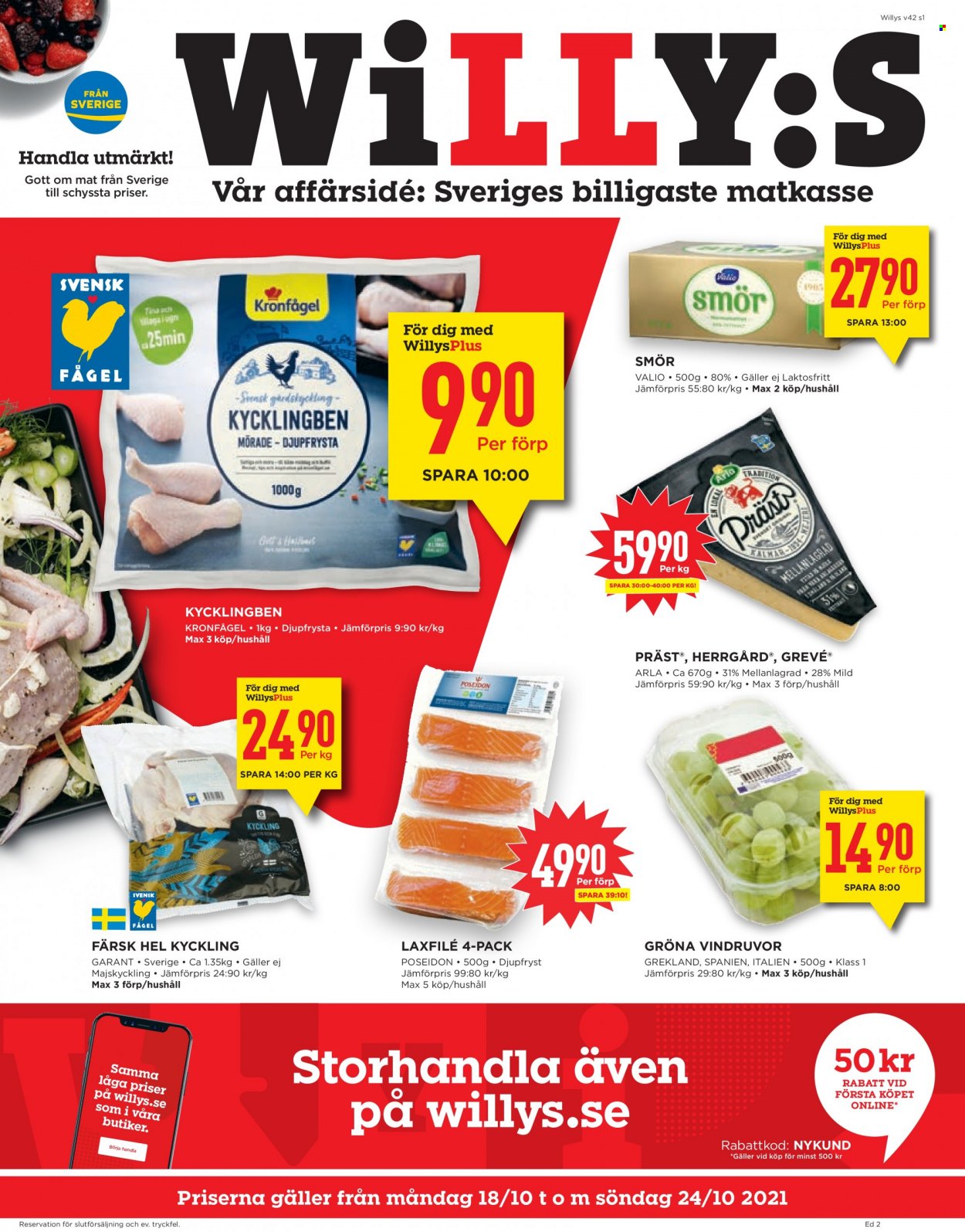 Willys reklamblad - 18/10 2021 - 24/10 2021. Sida 1