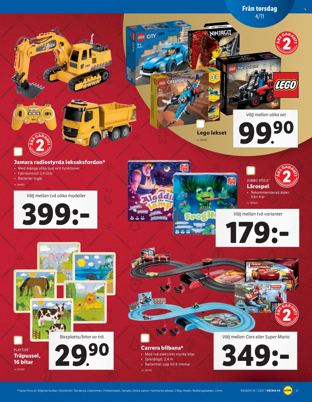 thumbnail - Lidl reklamblad - 1/11 2021 - 7/11 2021 - varor från reklamblad - Carrera, cars, LEGO, Super Mario. Sida 27.