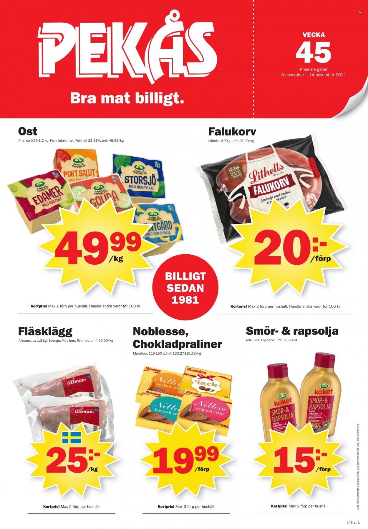 Pekås reklamblad - 8/11 2021 - 14/11 2021. Sida 1