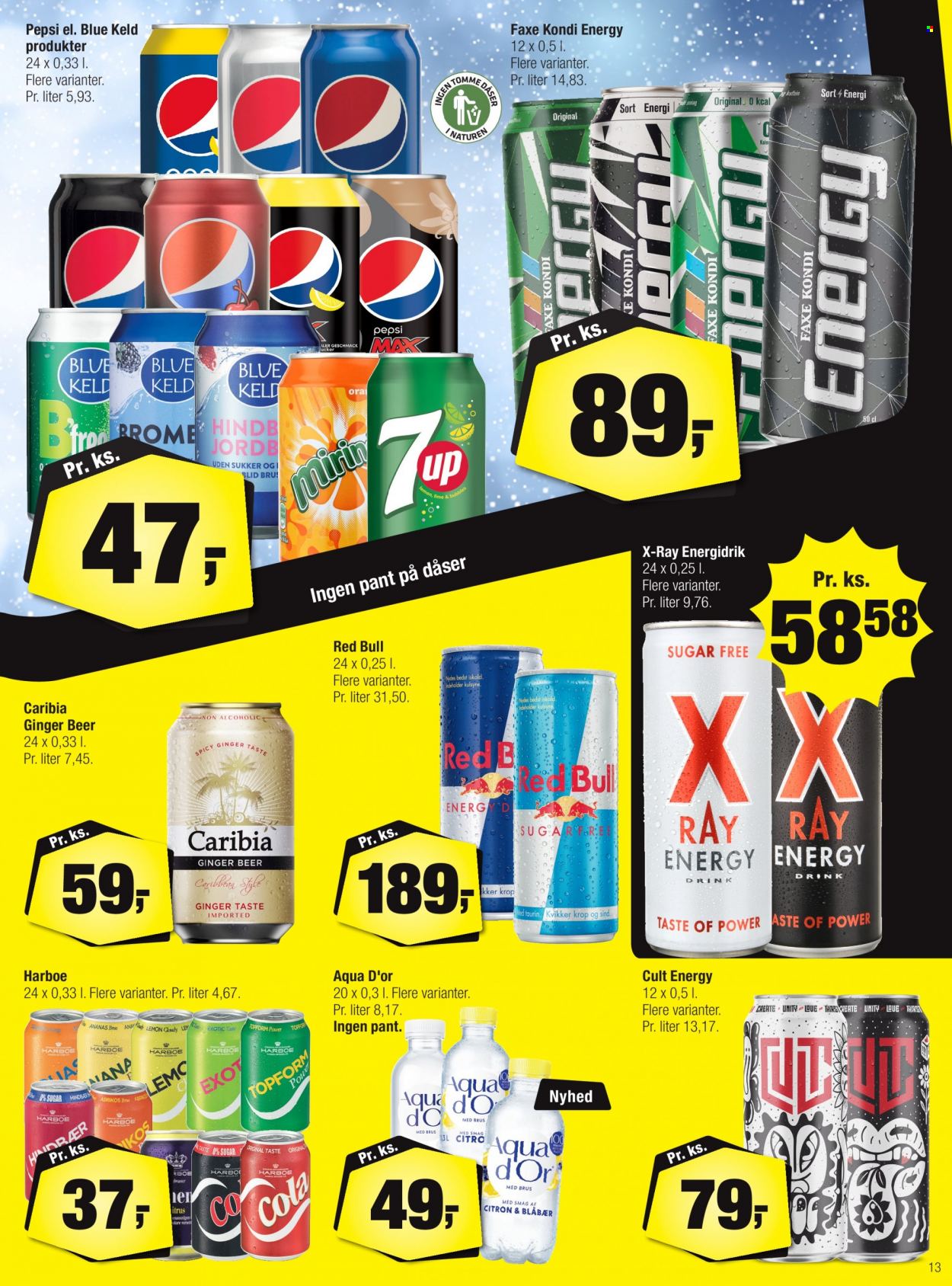 thumbnail - Calle reklamblad - 10/11 2021 - 23/11 2021 - varor från reklamblad - Harboe, ananas, citroner, sukker, drink, Pepsi, Red Bull, AXE. Sida 18.