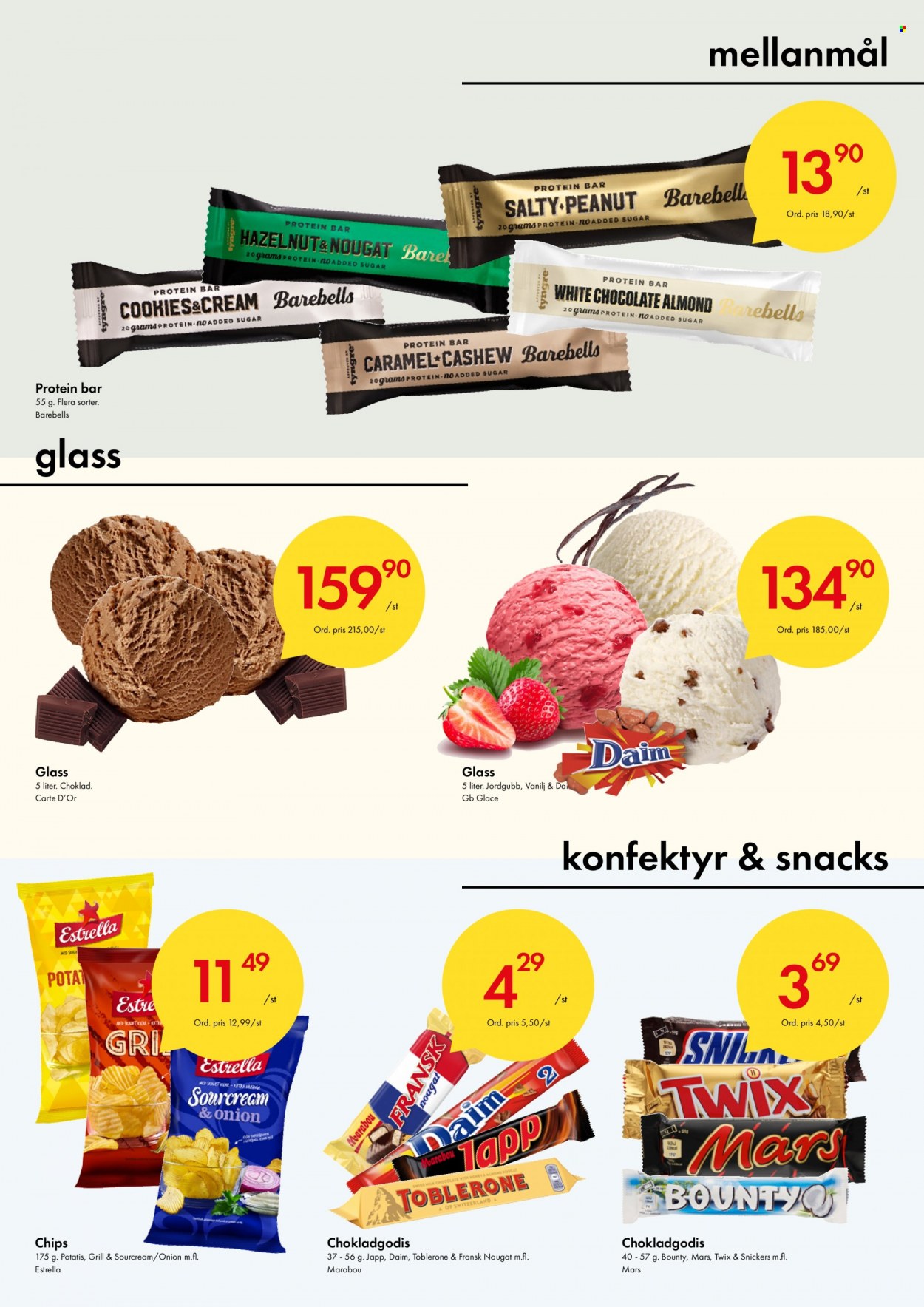 thumbnail - Axfood Snabbgross reklamblad - 22/11 2021 - 5/12 2021 - varor från reklamblad - potatis, Bounty, cookies, Snickers, choklad, chips. Sida 9.