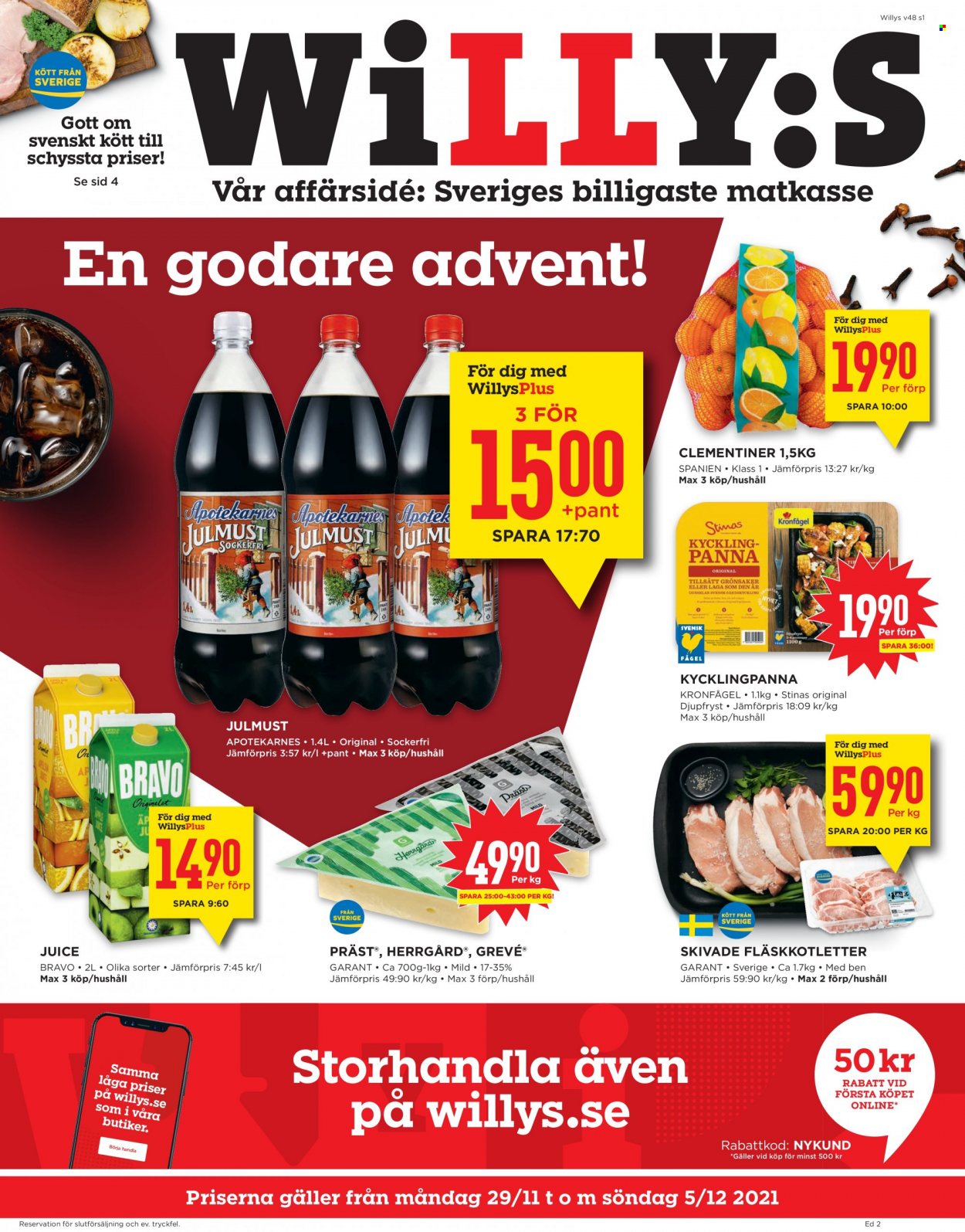 Willys reklamblad - 29/11 2021 - 5/12 2021. Sida 1