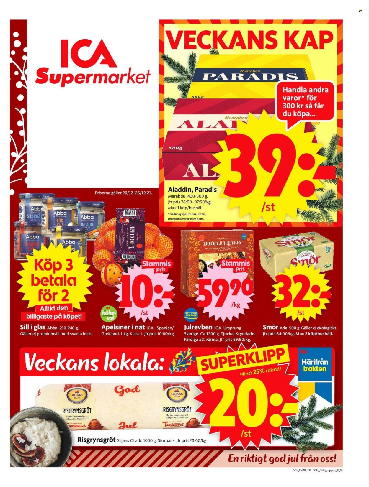 ICA reklamblad - 20/12 2021 - 26/12 2021. Sida 1
