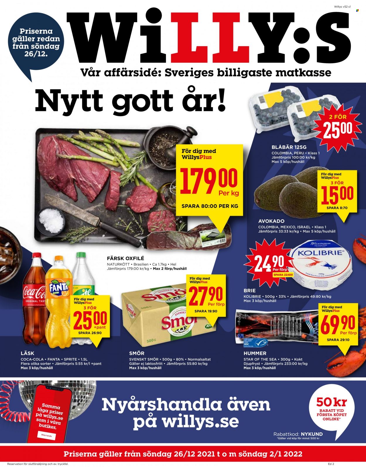 Willys reklamblad - 26/12 2021 - 2/1 2022. Sida 1