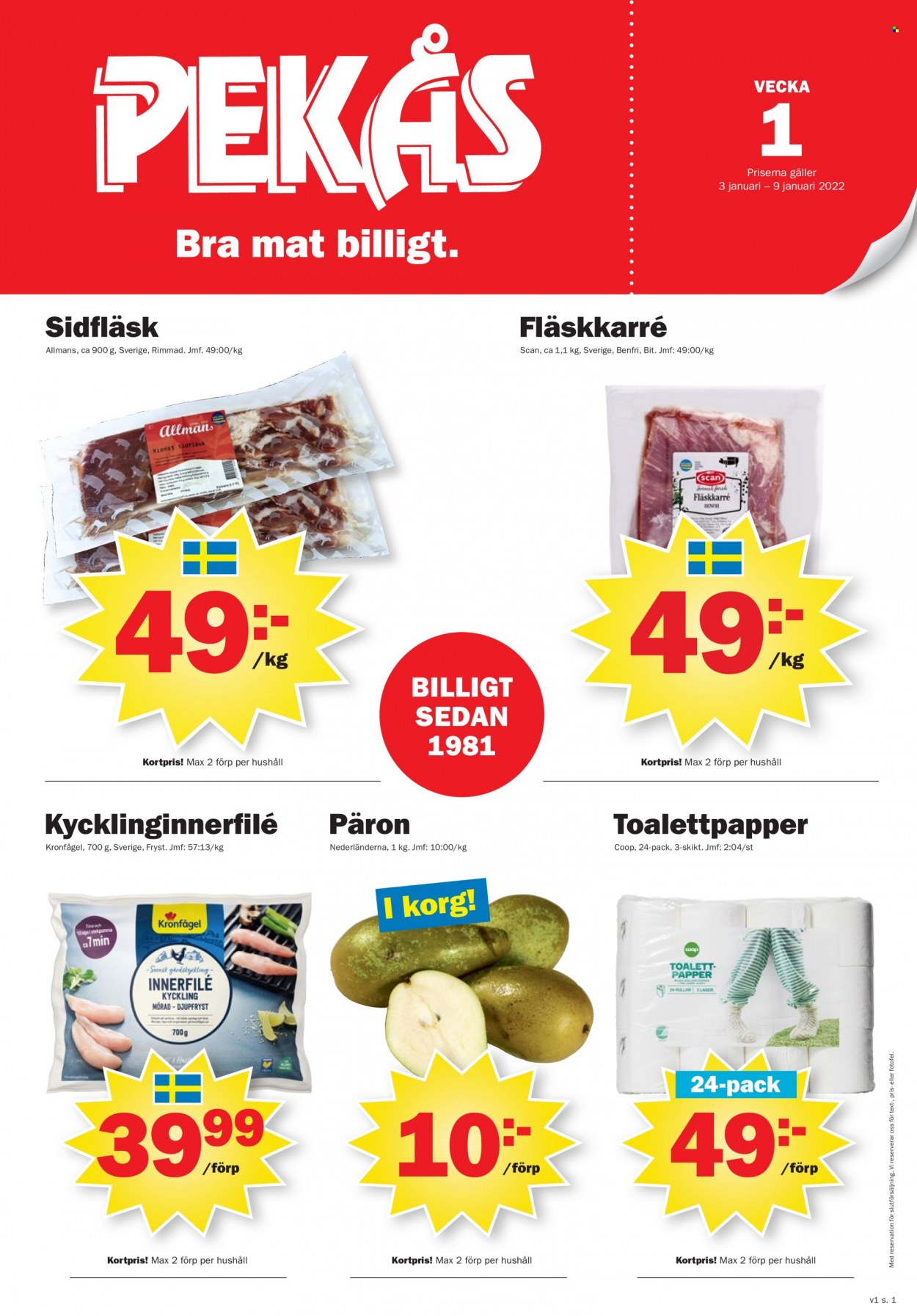 Pekås reklamblad - 3/1 2022 - 9/1 2022. Sida 1