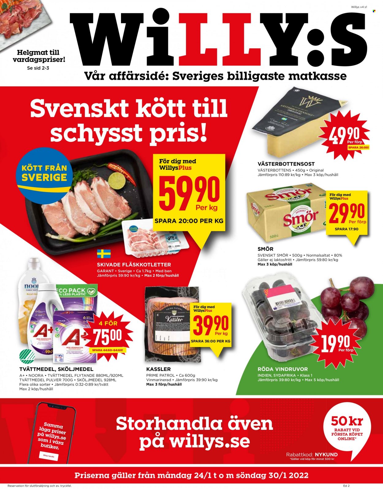Willys reklamblad - 24/1 2022 - 30/1 2022. Sida 1