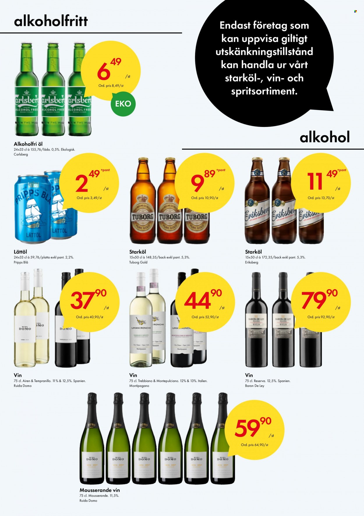 thumbnail - Axfood Snabbgross reklamblad - 27/1 2022 - 30/1 2022 - varor från reklamblad - Carlsberg, starköl, Tuborg, öl, vin. Sida 10.