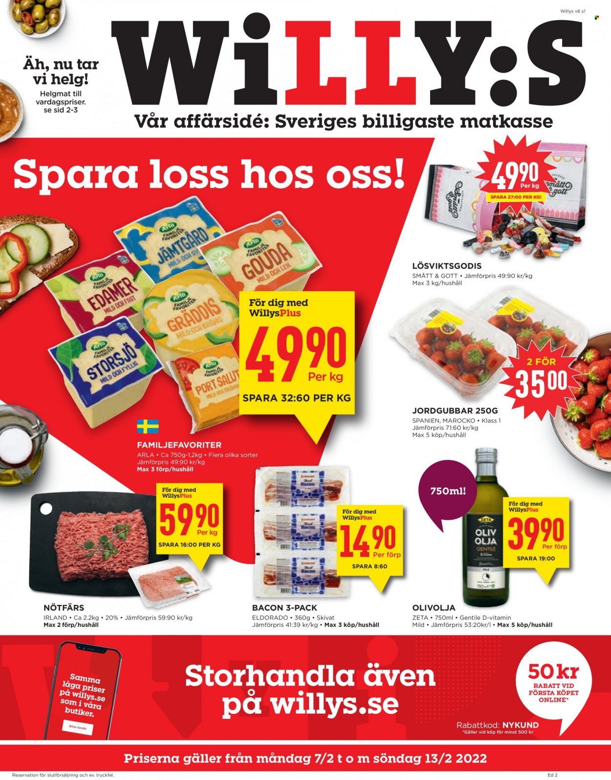 Willys reklamblad - 7/2 2022 - 13/2 2022. Sida 1