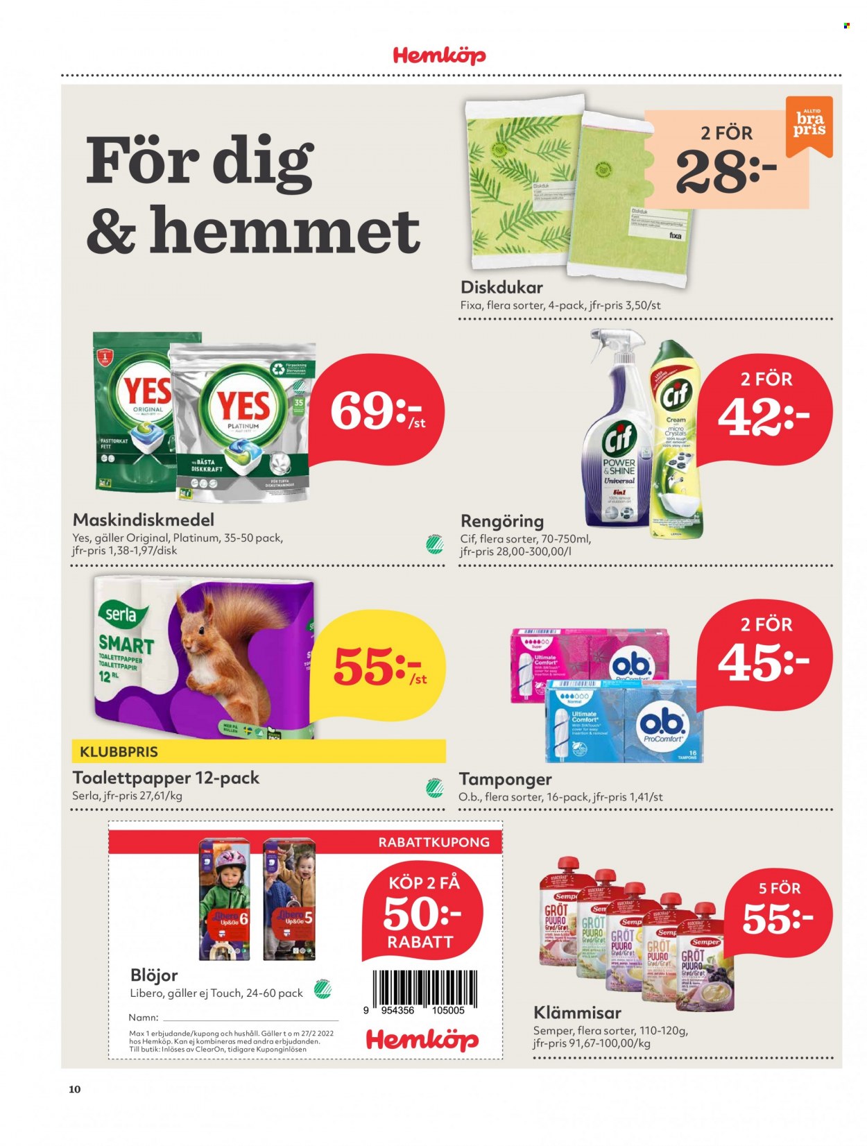 Hemköp reklamblad - 21/2 2022 - 27/2 2022. Sida 10