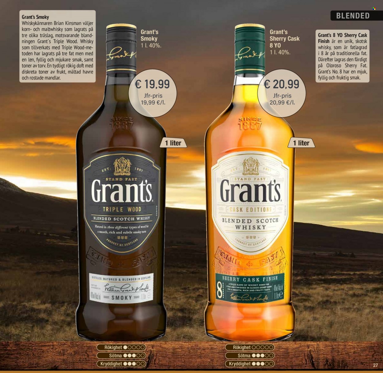 thumbnail - Calle reklamblad - 23/3 2022 - 31/12 2022 - varor från reklamblad - whisky, Blended Scotch Whisky, Grant‘s, scotch whisky. Sida 27.