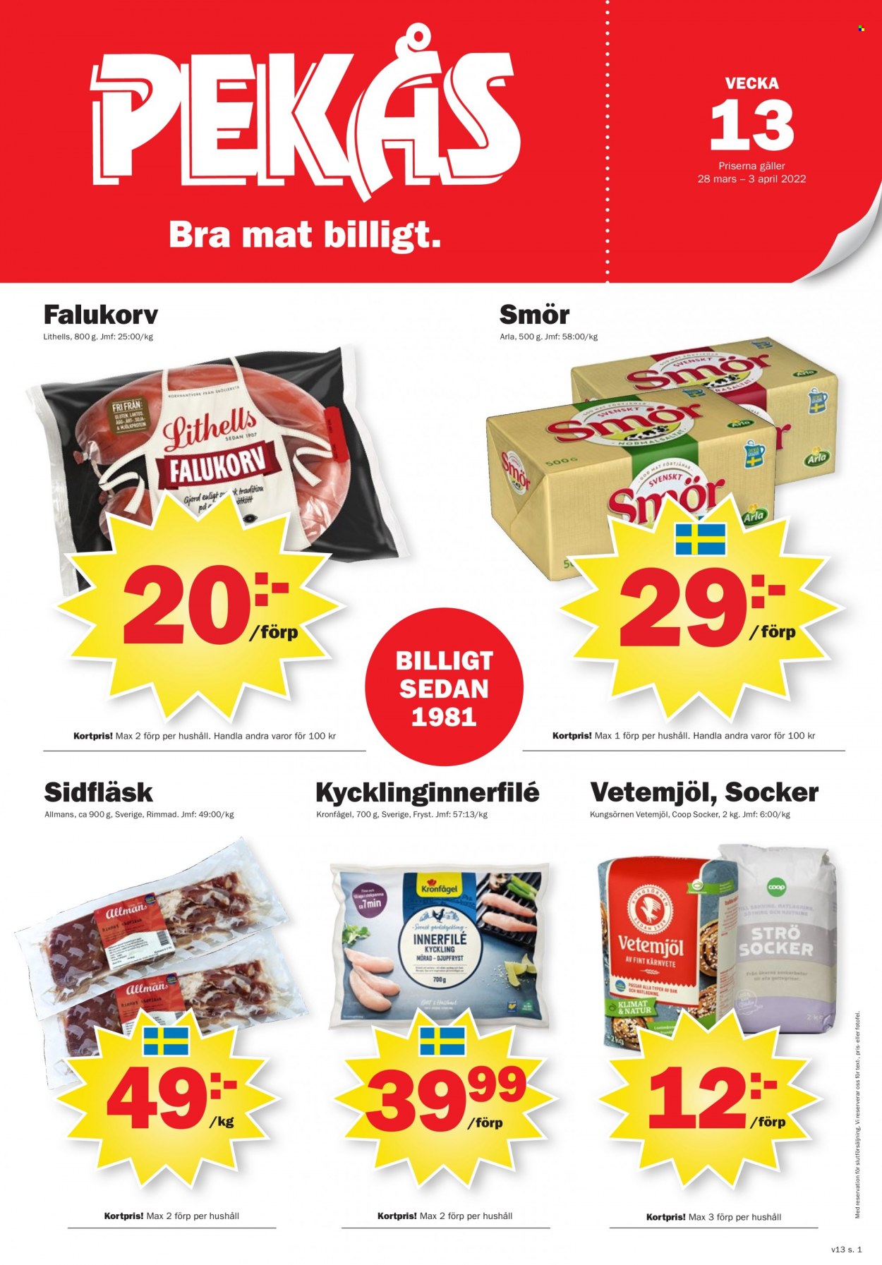 Pekås reklamblad - 28/3 2022 - 3/4 2022. Sida 1