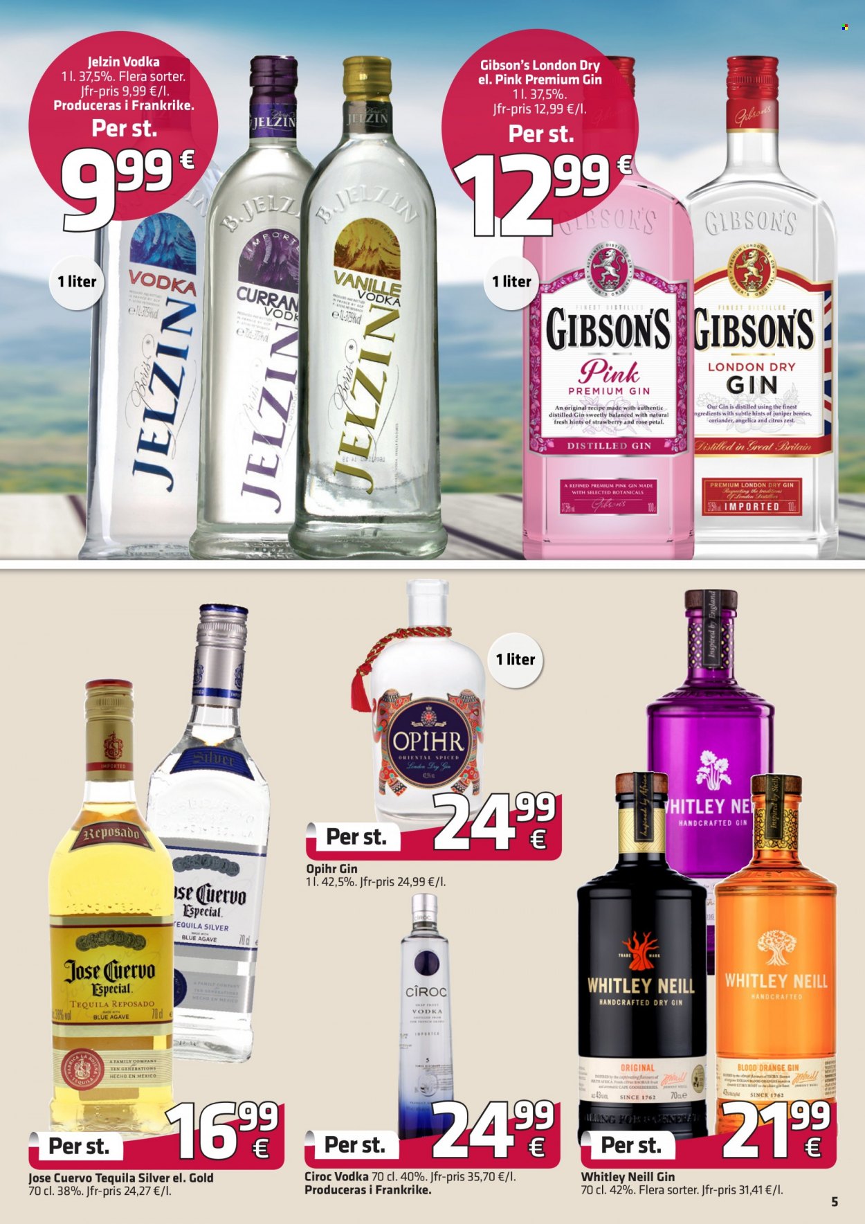thumbnail - Fleggaard reklamblad - 20/4 2022 - 24/5 2022 - varor från reklamblad - apelsiner, London dry gin, tequila, Vodka, gin, Jelzin. Sida 7.