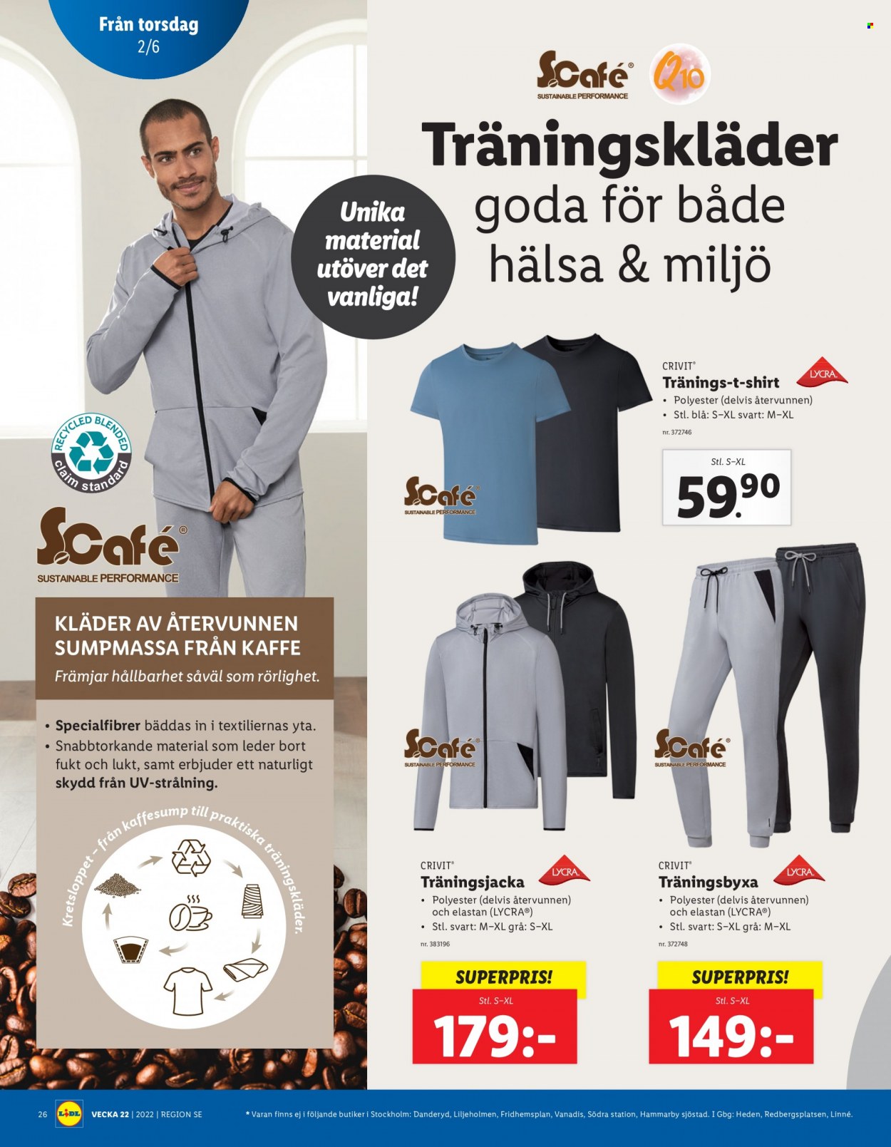 thumbnail - Lidl reklamblad - 30/5 2022 - 5/6 2022 - varor från reklamblad - träningsbyxa, T-shirt, träningsjacka, kaffe. Sida 28.