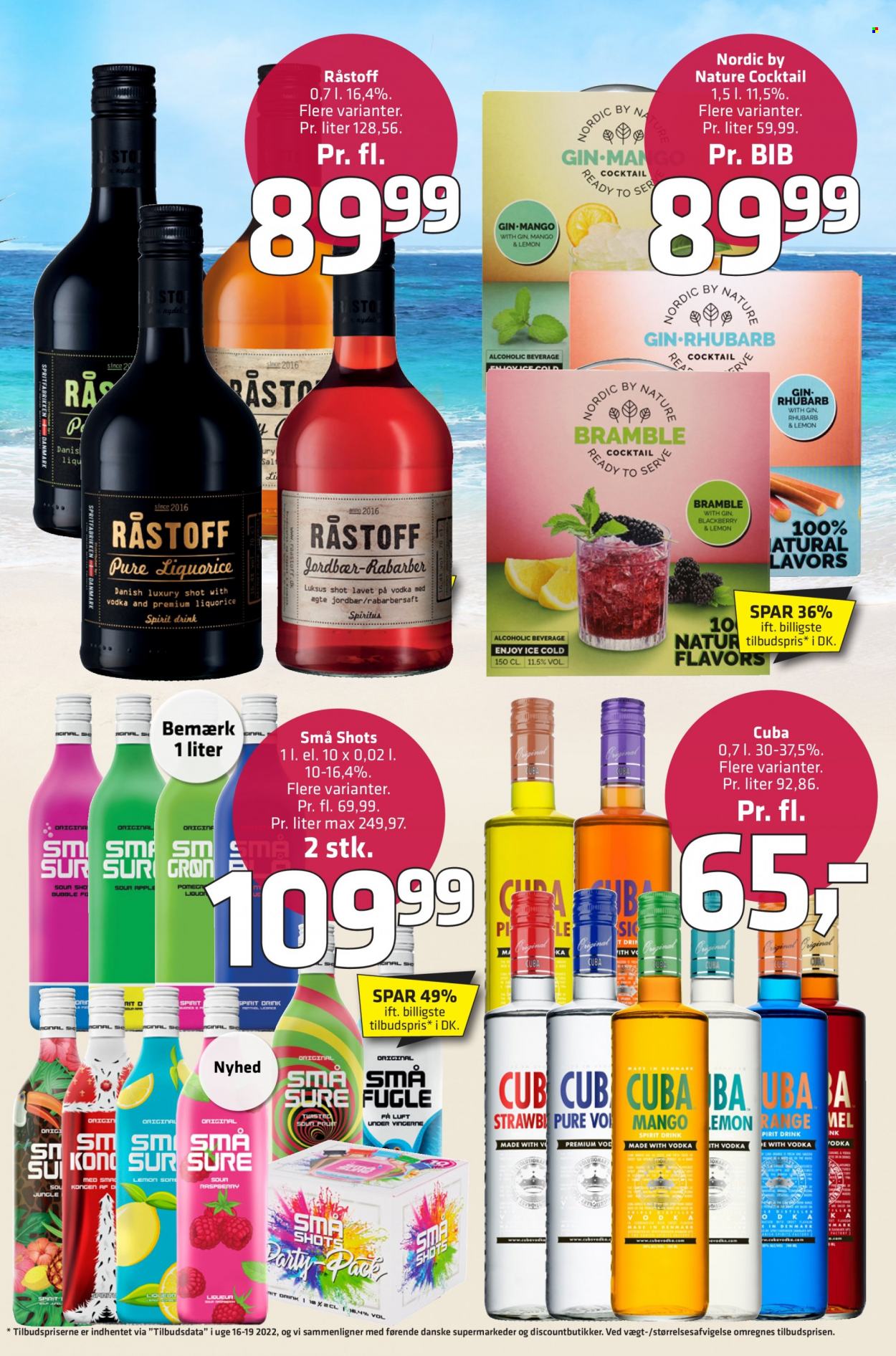 thumbnail - Fleggaard reklamblad - 29/6 2022 - 19/7 2022 - varor från reklamblad - äpplen, salt, drink, liqueur, Vodka, gin, Cuba, Via. Sida 43.