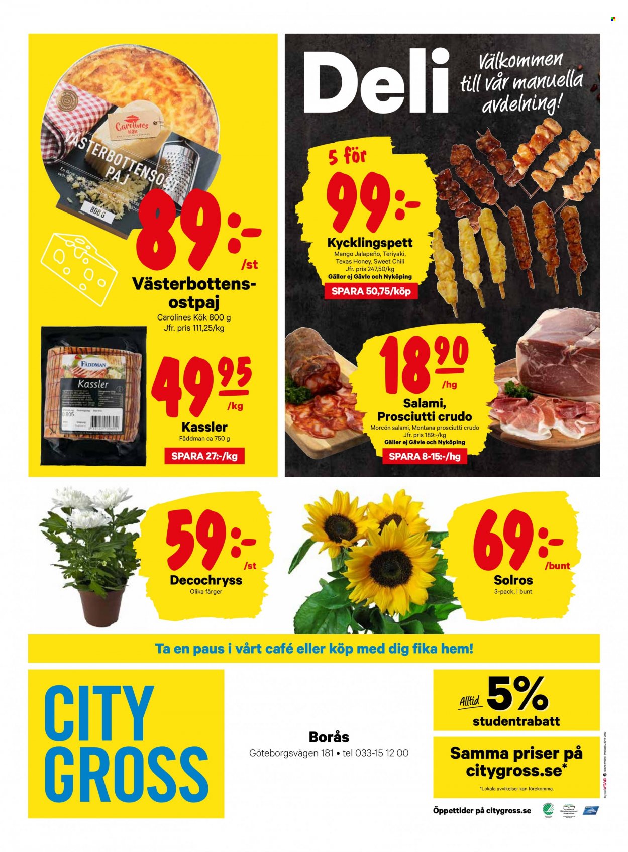 thumbnail - City Gross reklamblad - 1/8 2022 - 7/8 2022 - varor från reklamblad - paj, salami, kassler, sweet chili sauce. Sida 16.