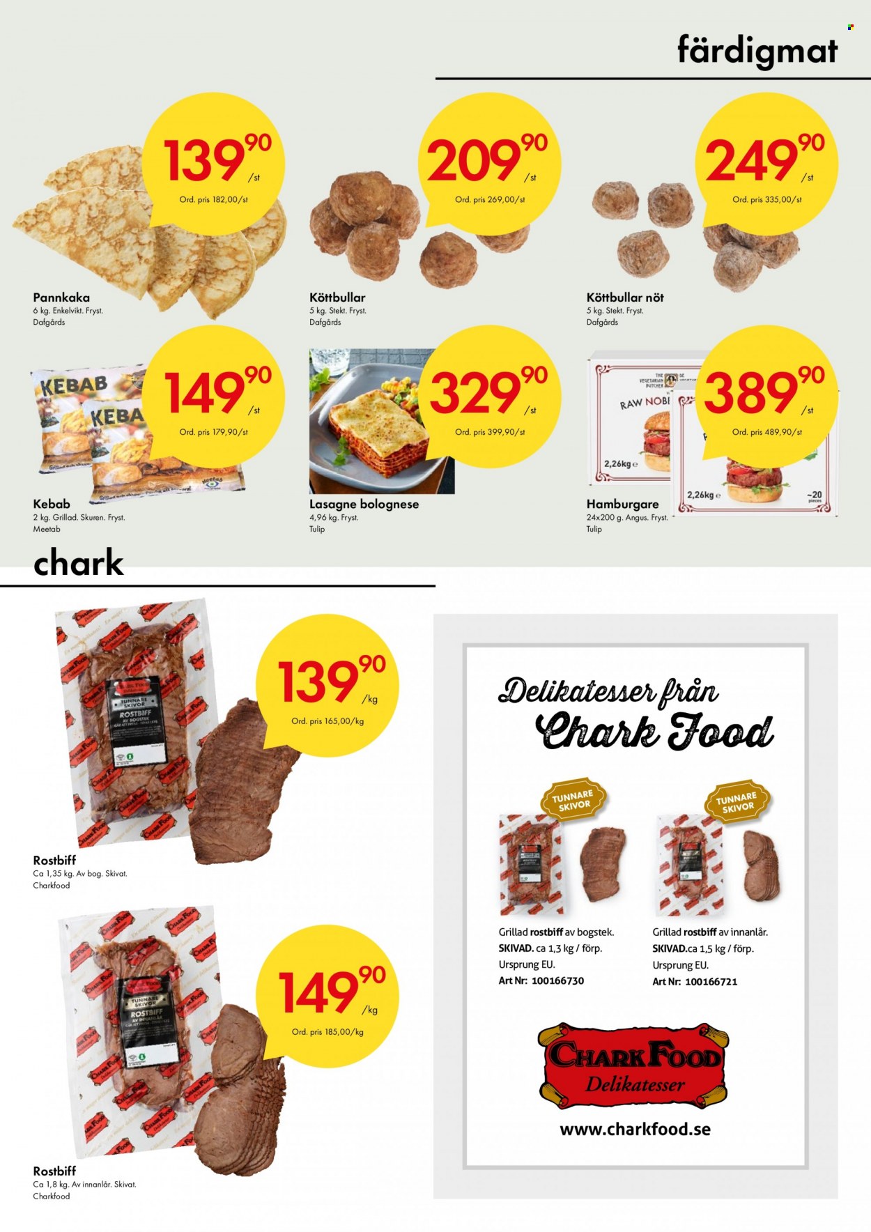 thumbnail - Axfood Snabbgross reklamblad - 15/8 2022 - 28/8 2022 - varor från reklamblad - lasagne, rostbiff, nötkött, kebab, färdigmat, köttbullar, hamburgare. Sida 3.