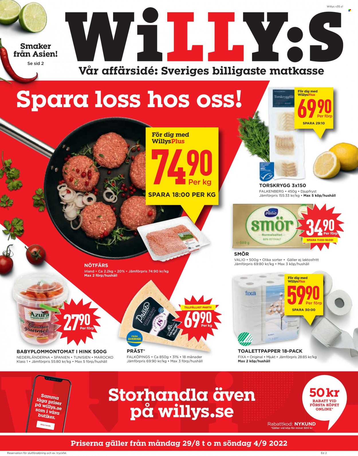 Willys reklamblad - 29/8 2022 - 4/9 2022. Sida 1