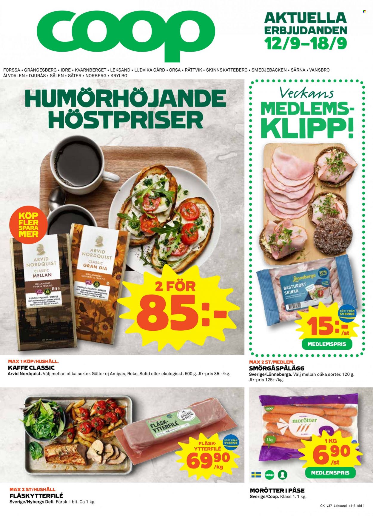 Coop reklamblad - 12/9 2022 - 18/9 2022. Sida 1