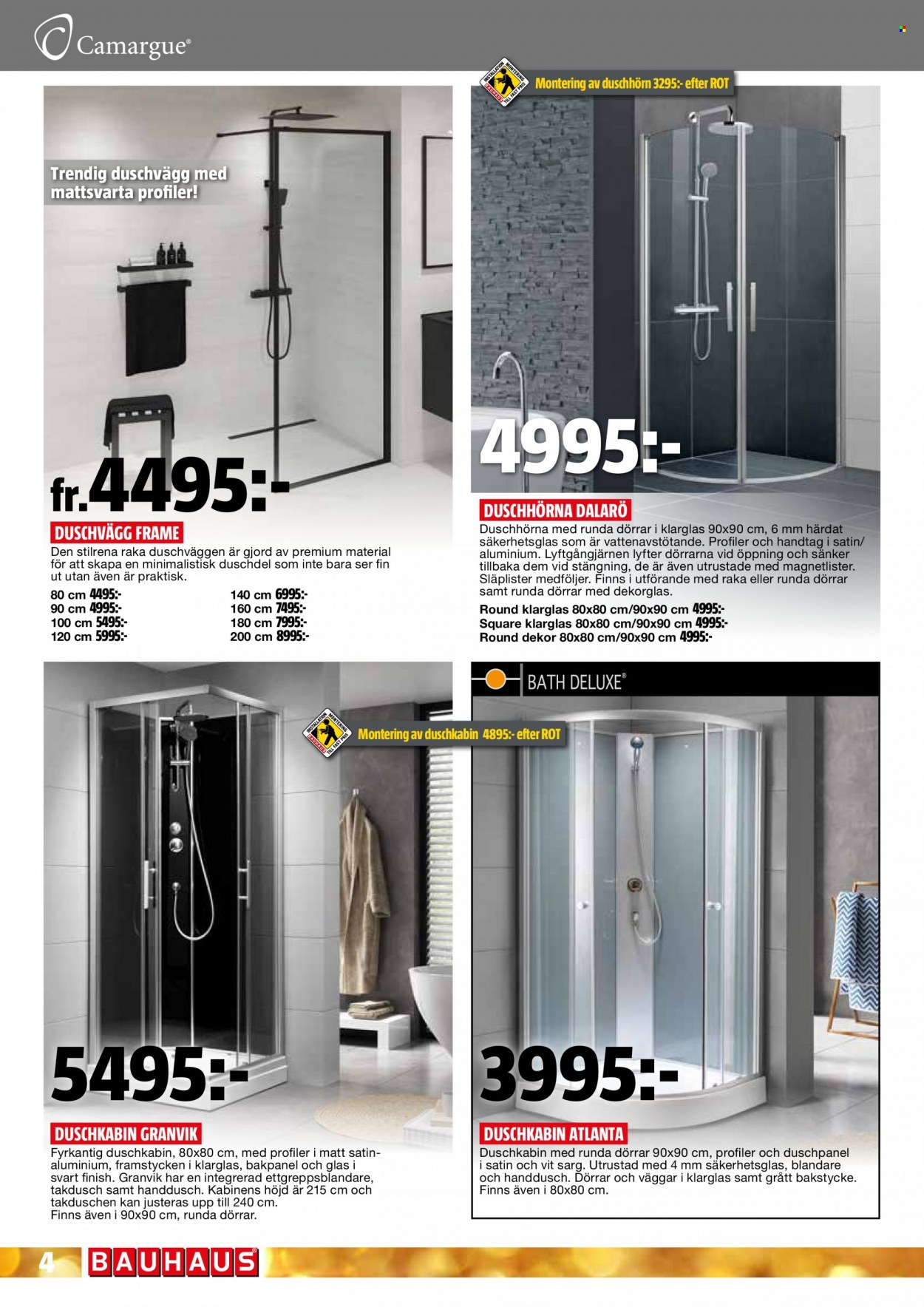 thumbnail - Bauhaus reklamblad - 19/9 2022 - 23/10 2022 - varor från reklamblad - duschhörna, handdusch, takdusch. Sida 4.