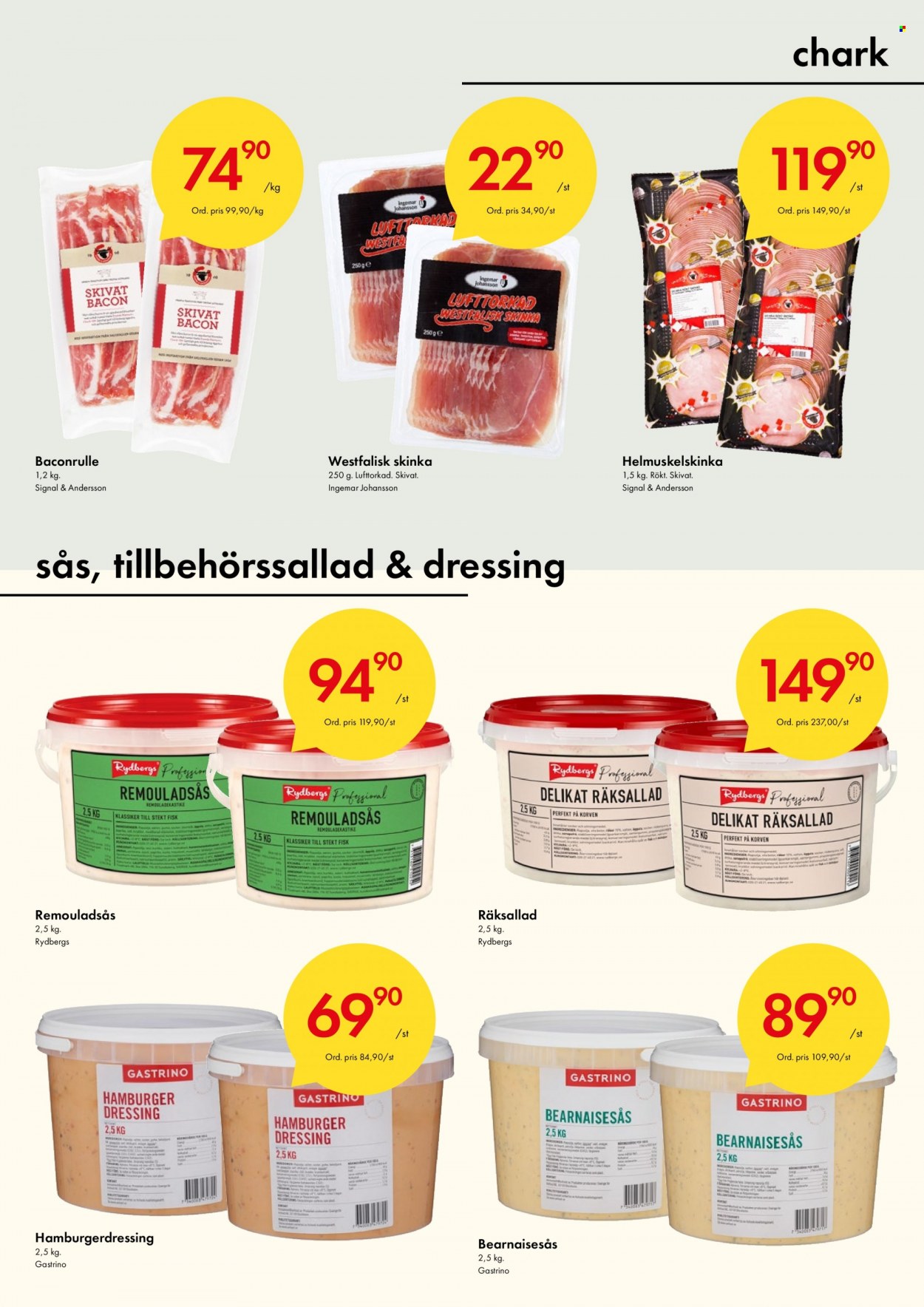 Axfood Snabbgross reklamblad - 29/9 2022 - 2/10 2022 - varor från reklamblad - bacon, skinka, dressing. Sida 3.