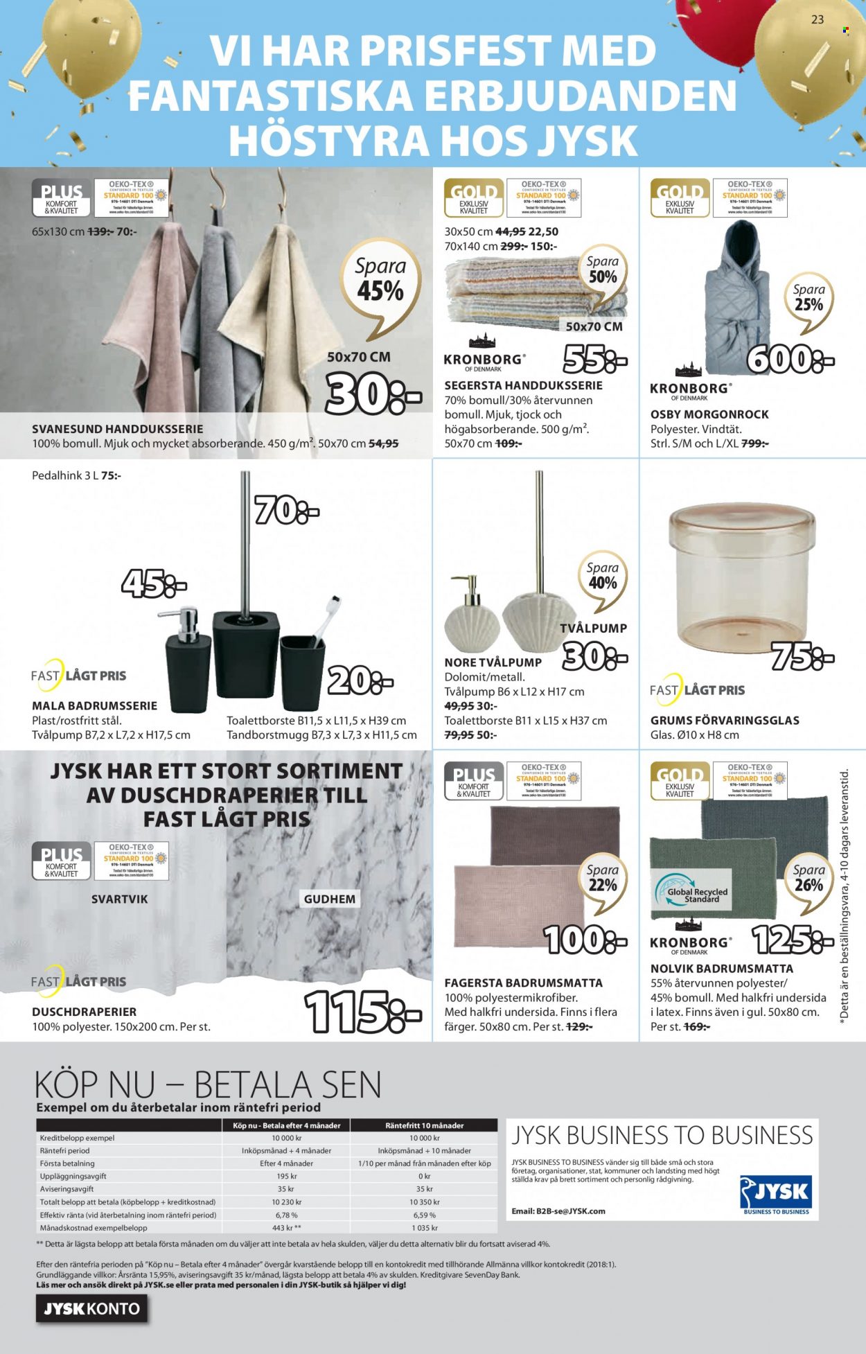 thumbnail - JYSK reklamblad - 26/9 2022 - 9/10 2022 - varor från reklamblad - bänk, tvålpump, badrumsmatta, handduk, duschdraperier. Sida 23.