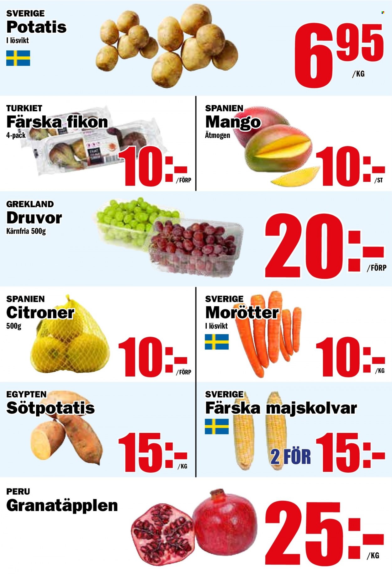 thumbnail - MatDax reklamblad - 26/9 2022 - 2/10 2022 - varor från reklamblad - mango, citroner, fikon, potatis, sötpotatis, morötter. Sida 6.