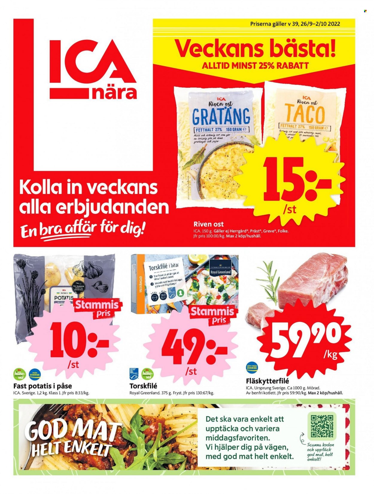 ICA reklamblad - 26/9 2022 - 2/10 2022. Sida 1