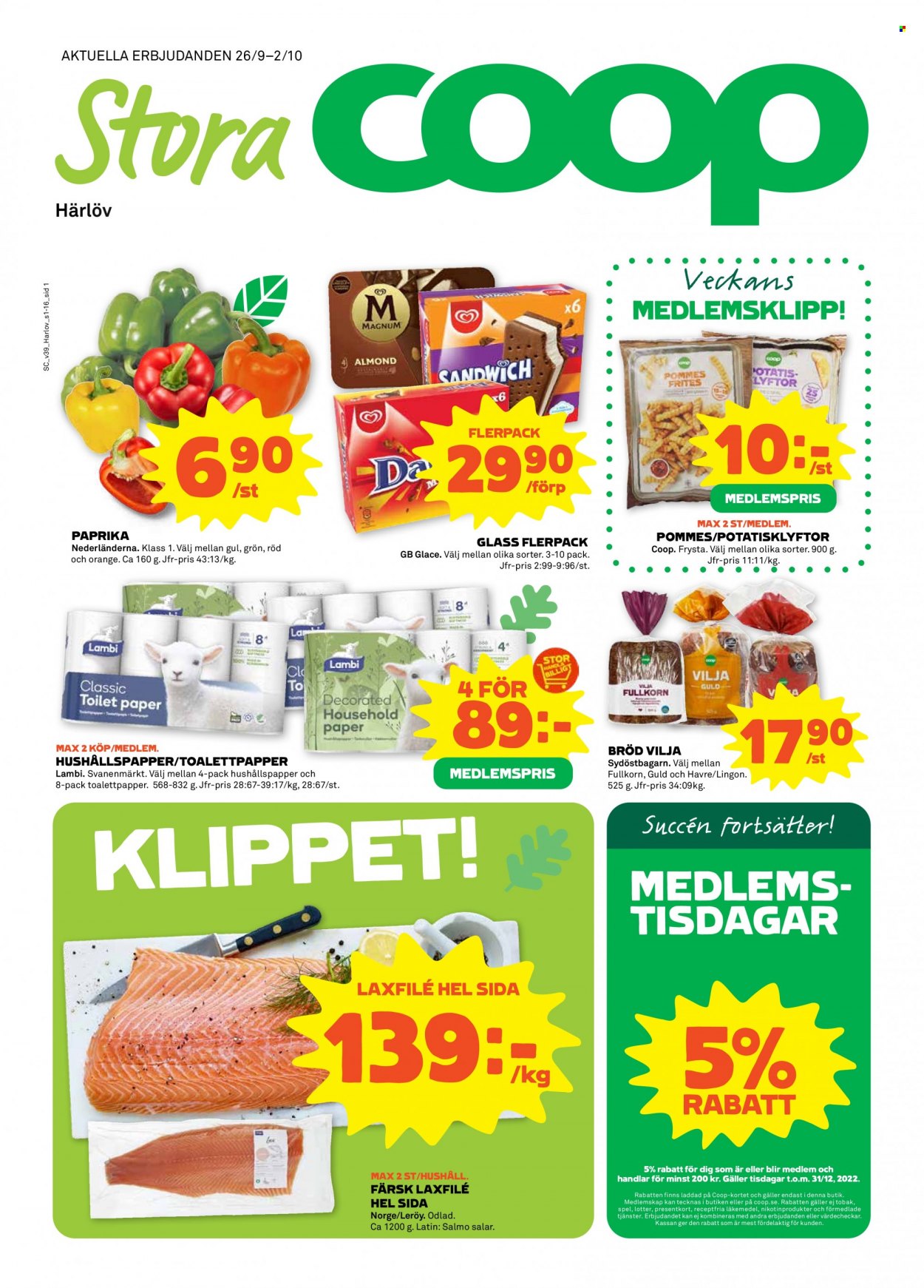Stora Coop reklamblad - 26/9 2022 - 2/10 2022. Sida 1
