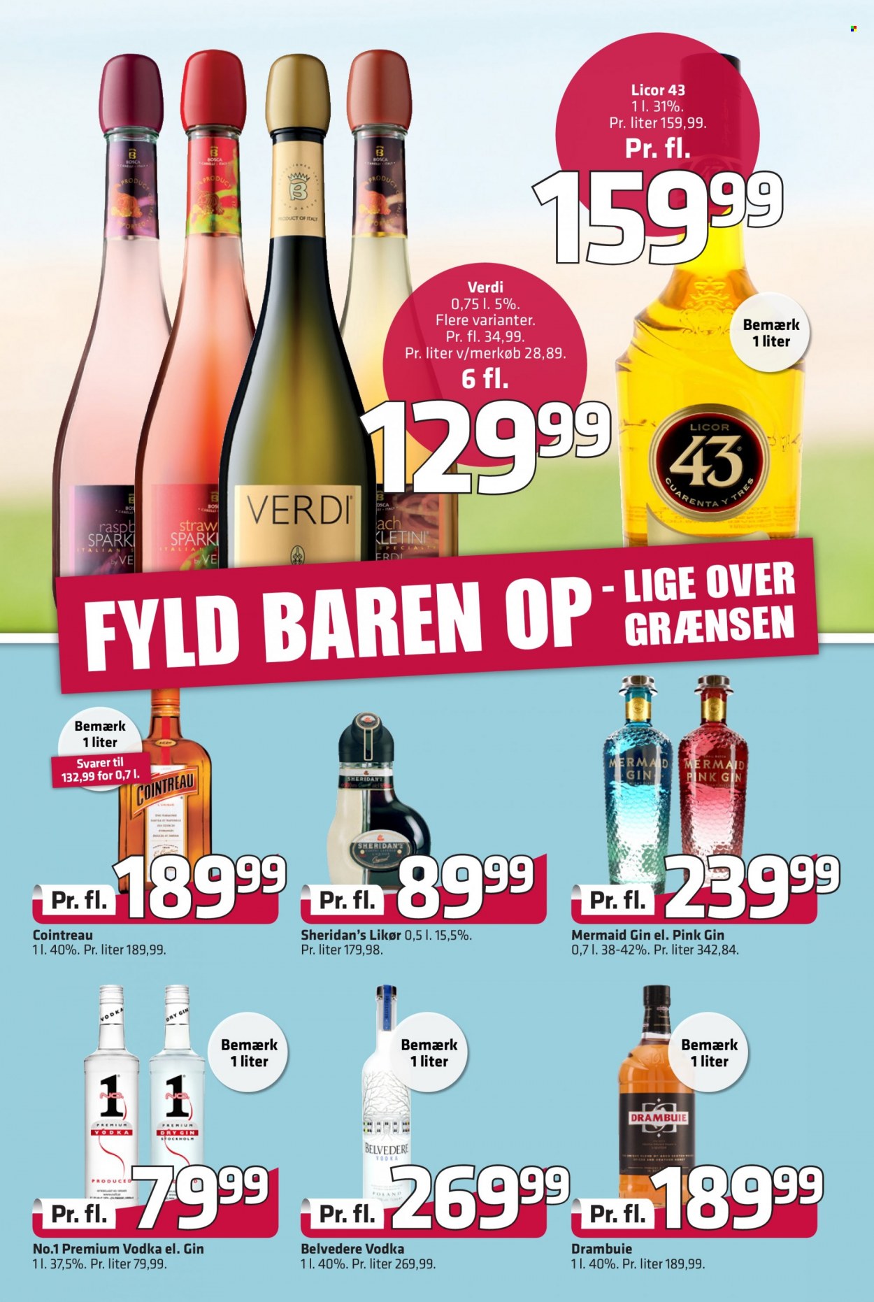 thumbnail - Fleggaard reklamblad - 28/9 2022 - 11/10 2022 - varor från reklamblad - cointreau, Drambuie, Vodka, gin, likör. Sida 21.