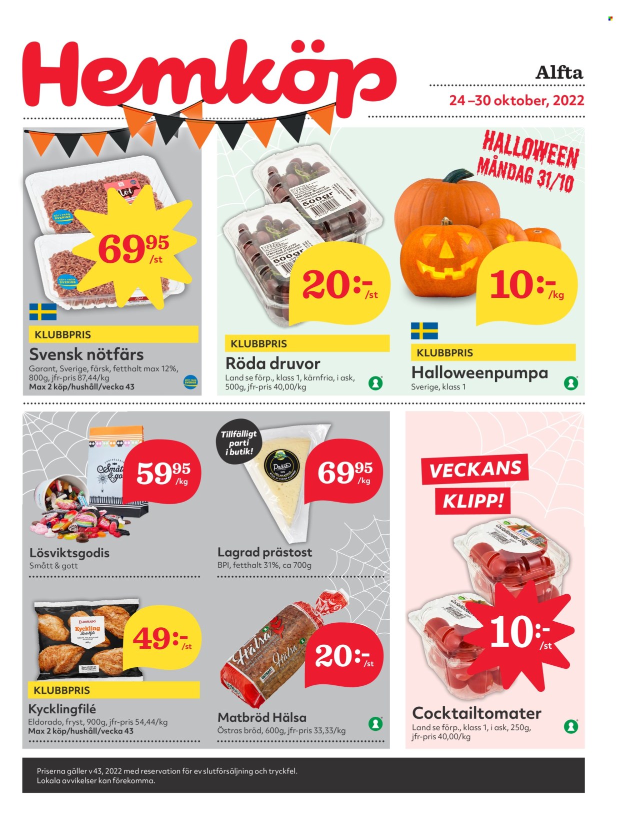 Hemköp reklamblad - 24/10 2022 - 30/10 2022. Sida 1