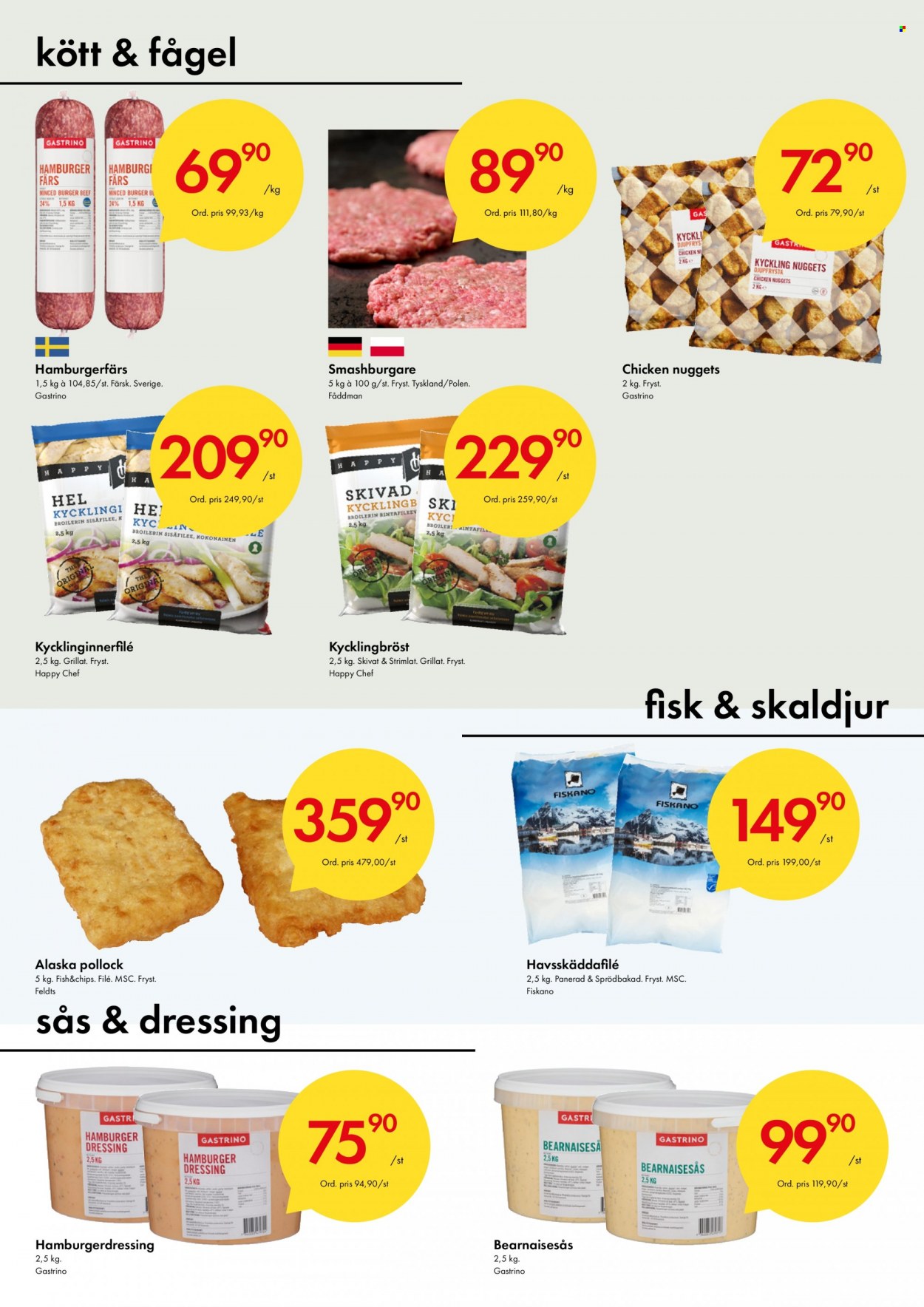 thumbnail - Axfood Snabbgross reklamblad - 15/12 2022 - 18/12 2022 - varor från reklamblad - kyckling, skaldjur, nuggets, dressing, chips. Sida 2.