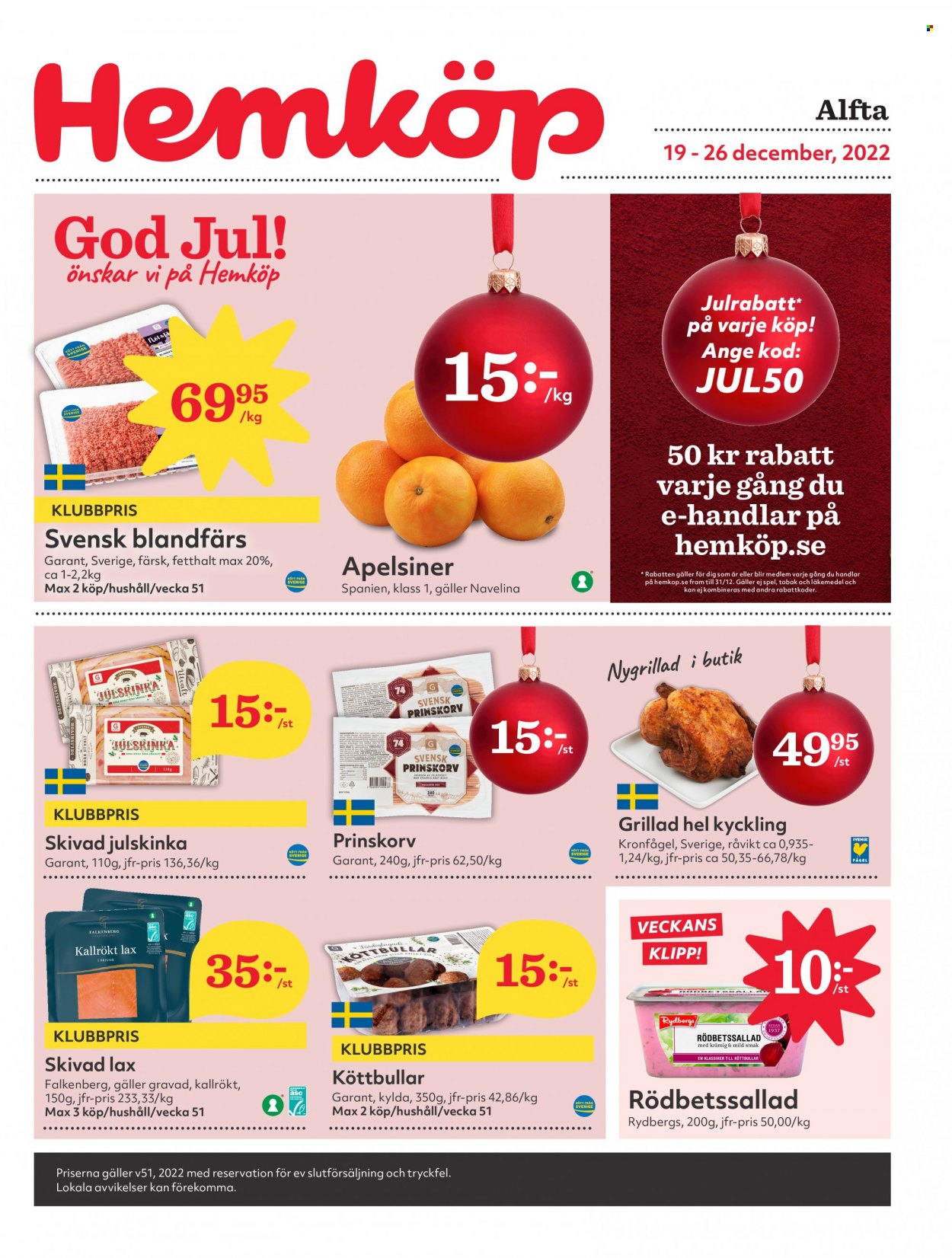 Hemköp reklamblad - 19/12 2022 - 25/12 2022. Sida 1