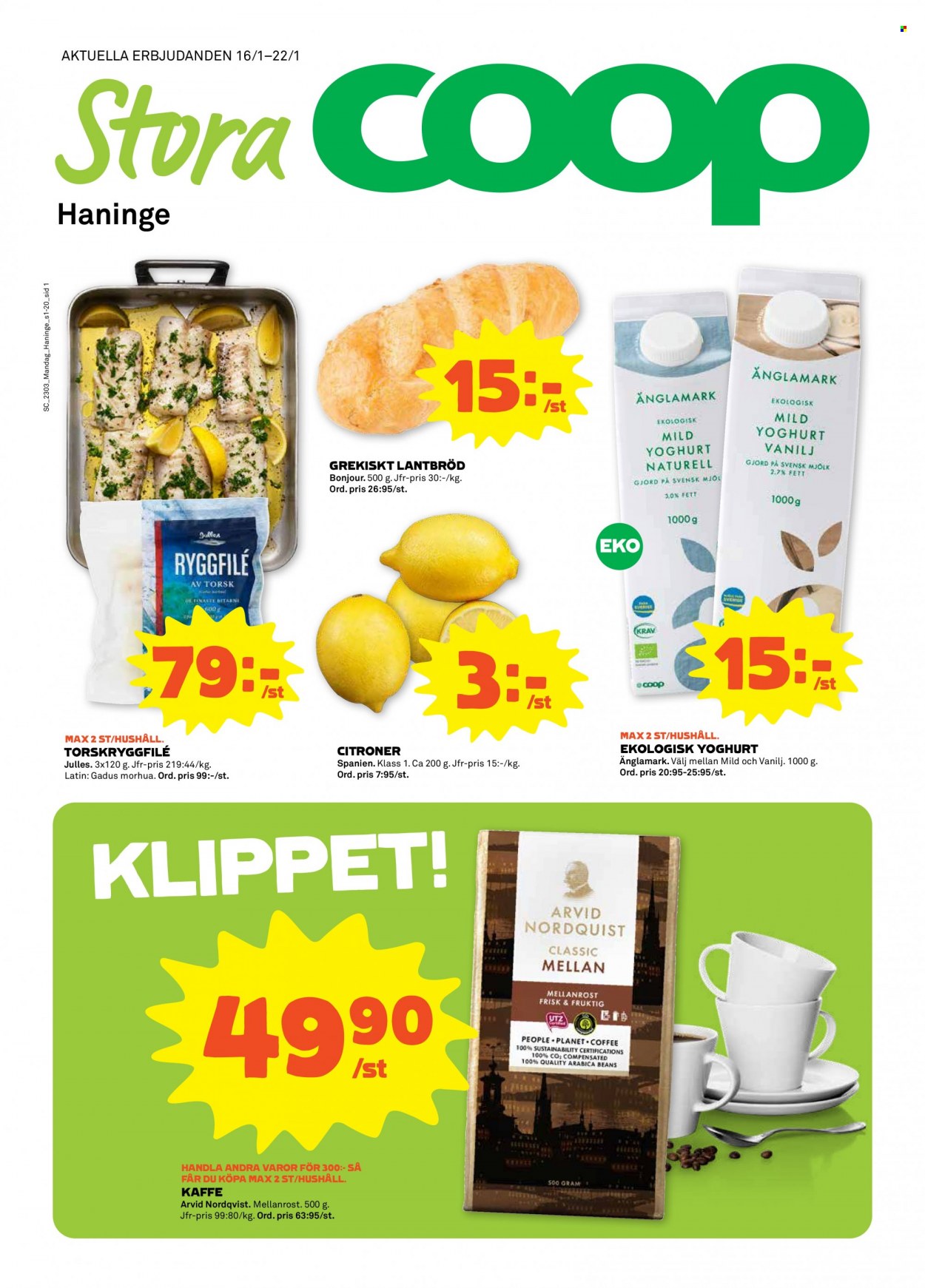 Coop Forum reklamblad - 16/1 2023 - 22/1 2023. Sida 1