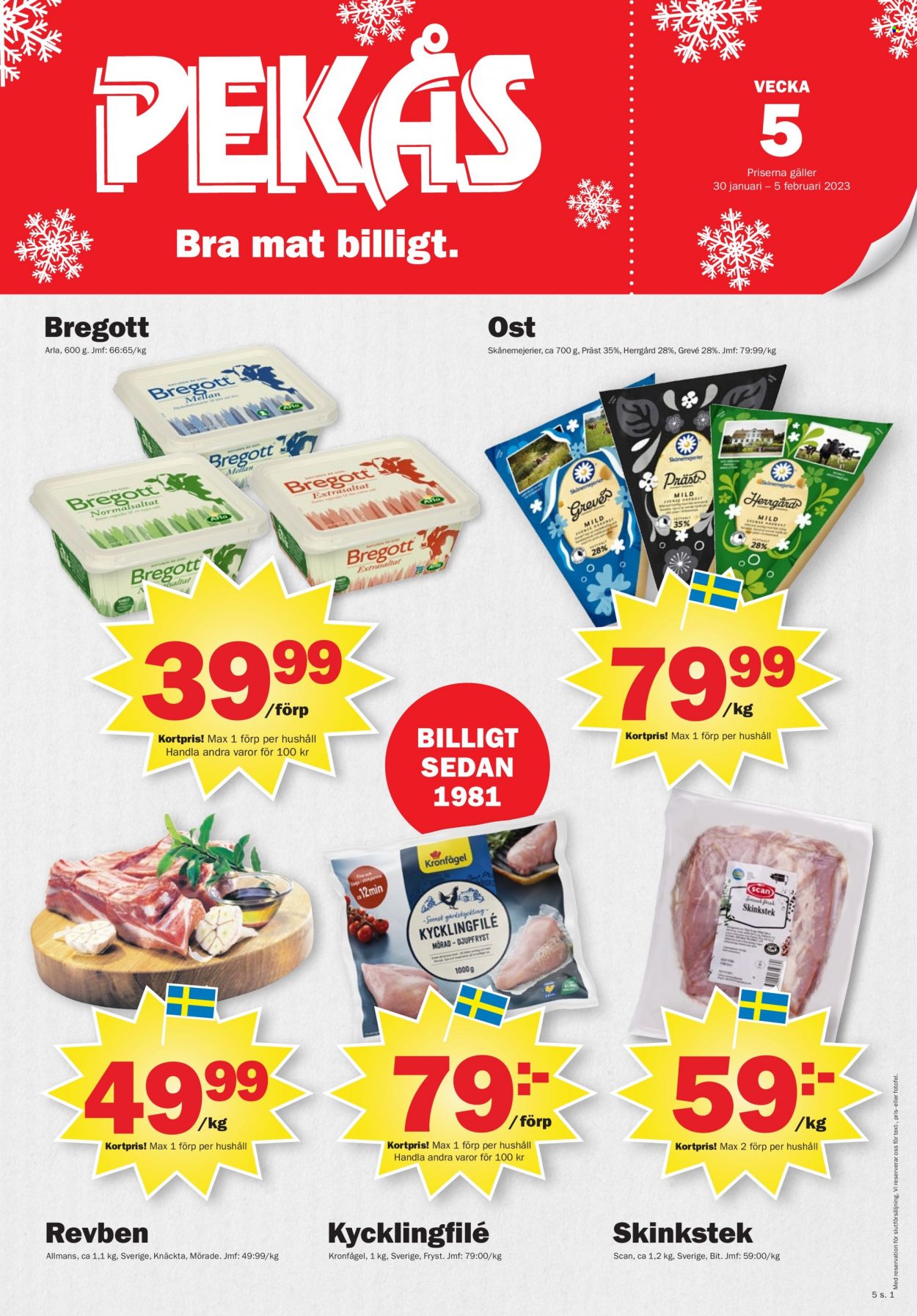 Pekås reklamblad - 30/1 2023 - 5/2 2023. Sida 1