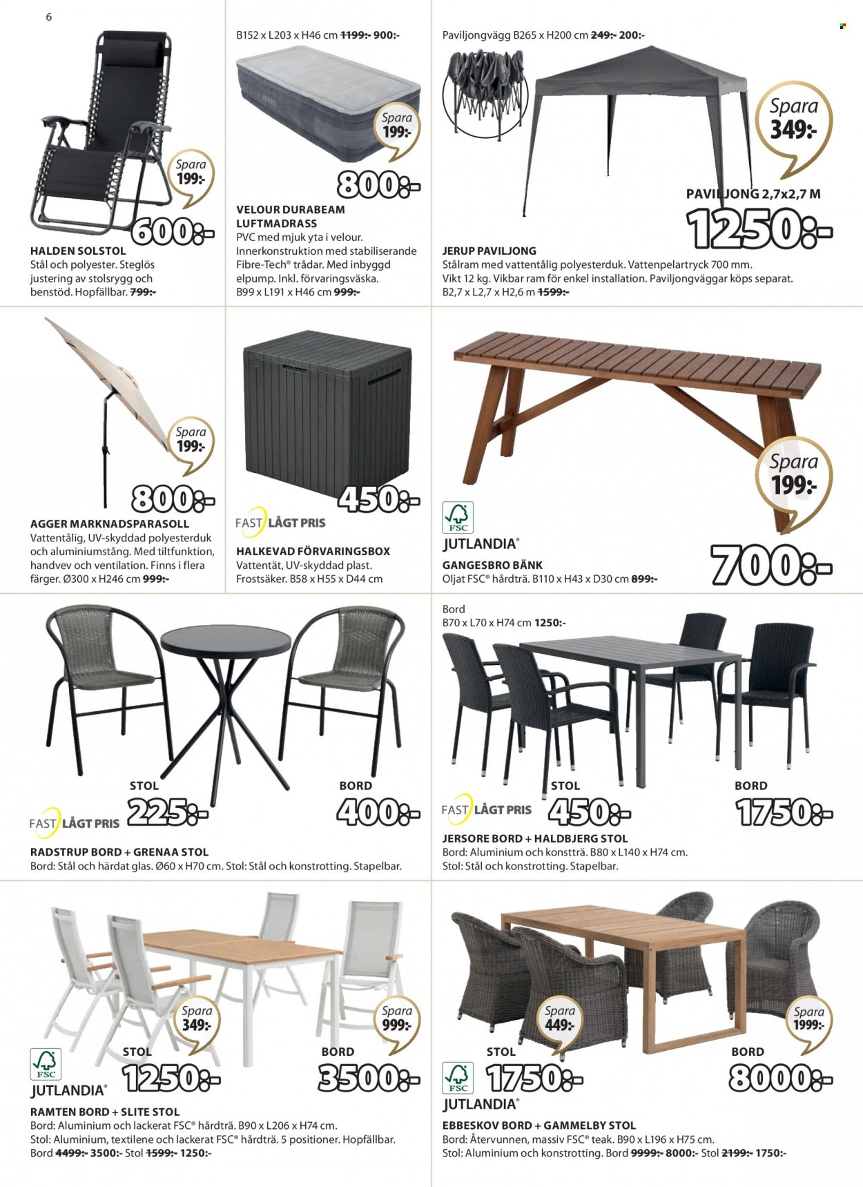 thumbnail - JYSK reklamblad - 13/3 2023 - 26/3 2023 - varor från reklamblad - bord, matbord, stol, bänk, luftmadrass, förvaringslådor, ram. Sida 6.