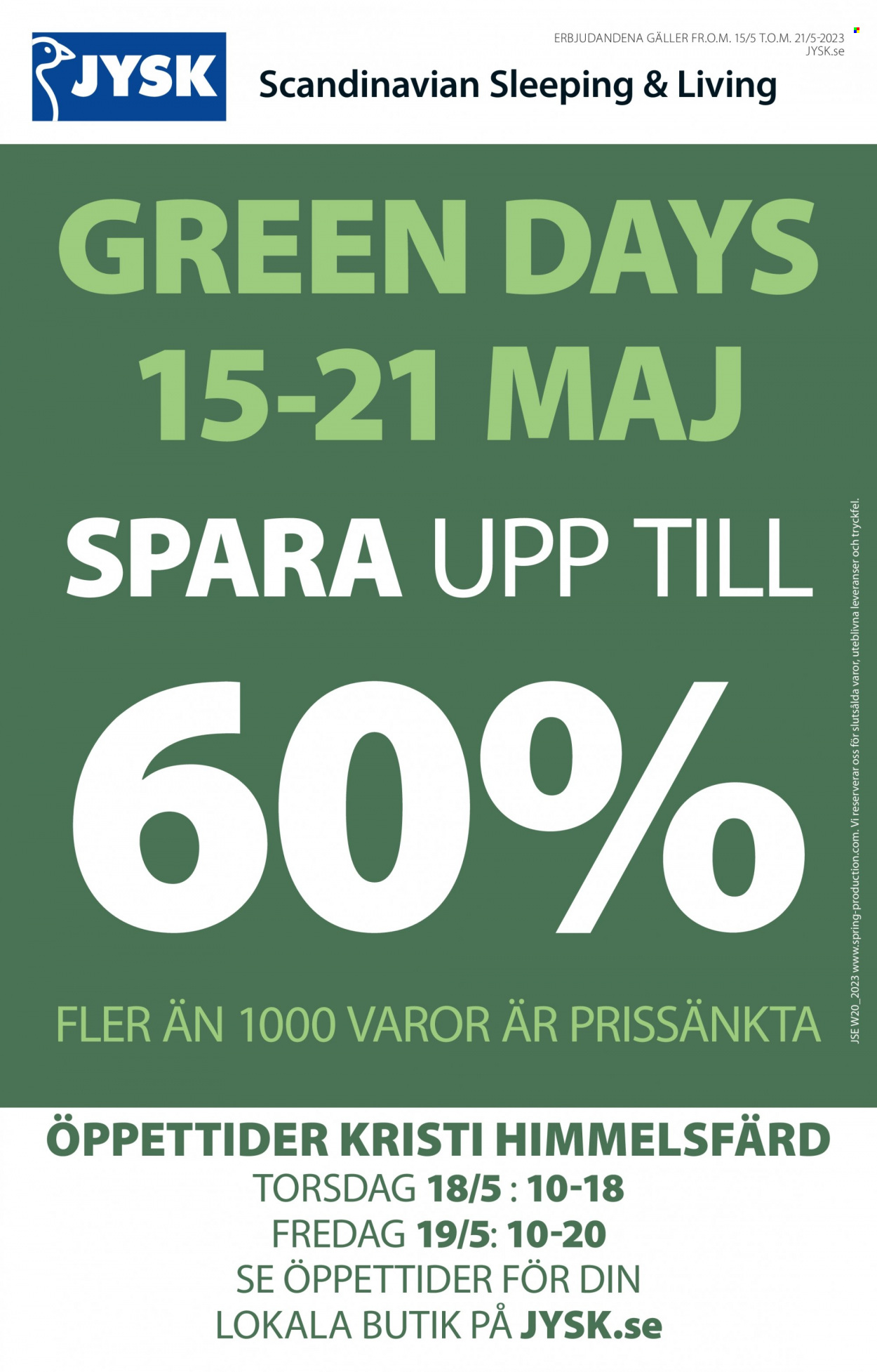 JYSK reklamblad - 15/5 2023 - 21/5 2023. Sida 1