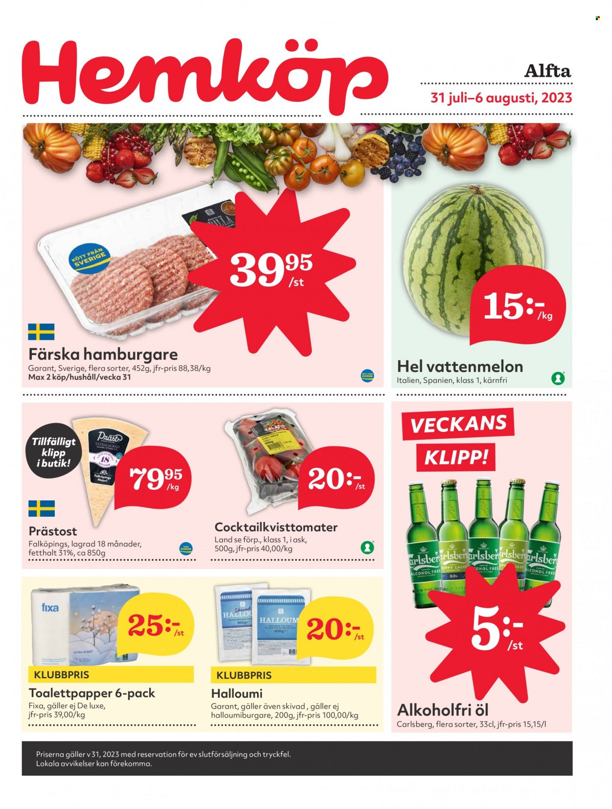 Hemköp reklamblad - 31/7 2023 - 6/8 2023. Sida 1
