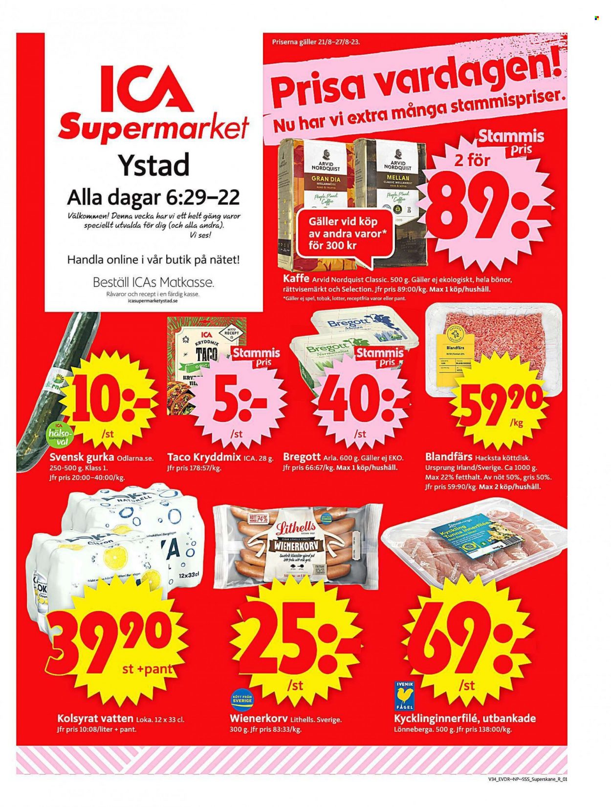 ICA reklamblad - 21/8 2023 - 27/8 2023. Sida 1