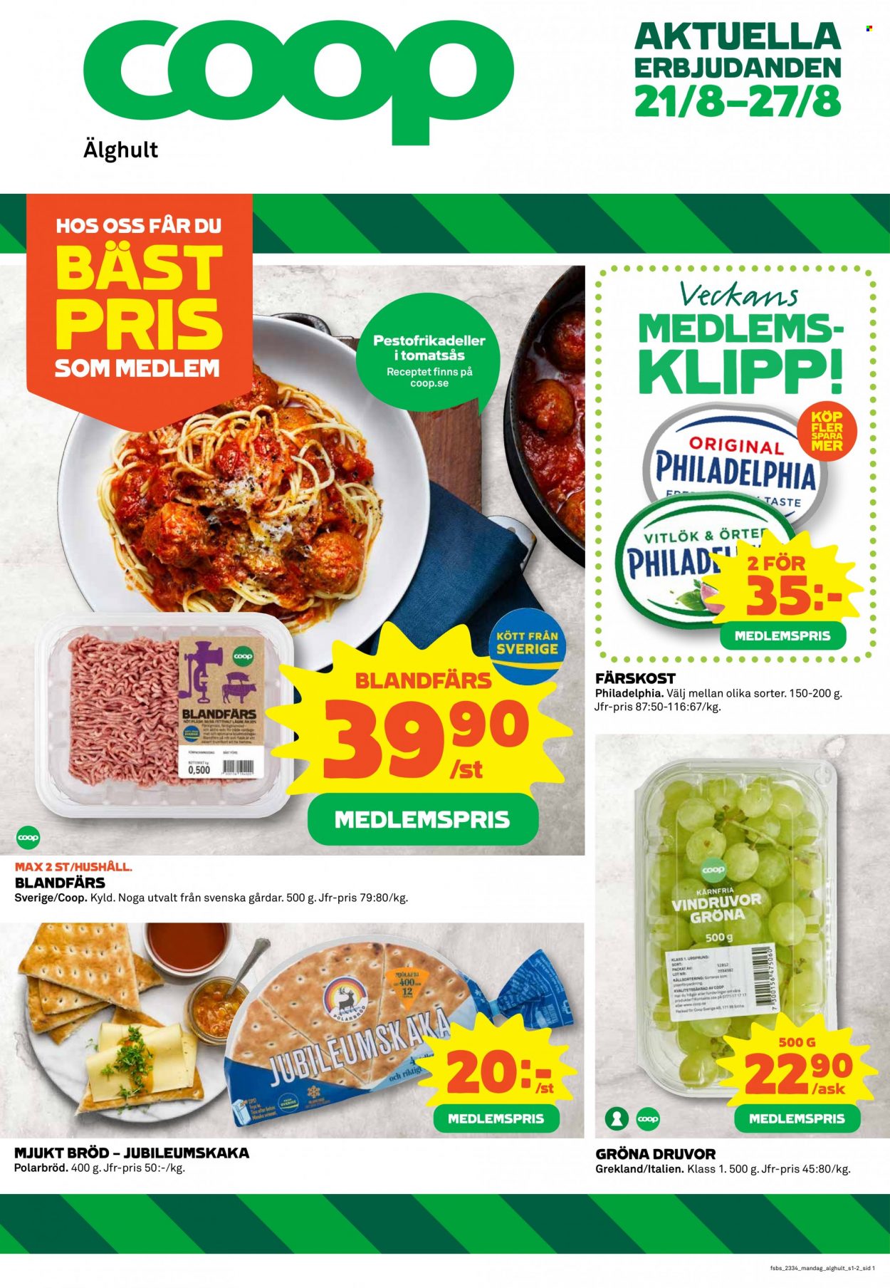 Coop reklamblad - 21/8 2023 - 27/8 2023. Sida 1