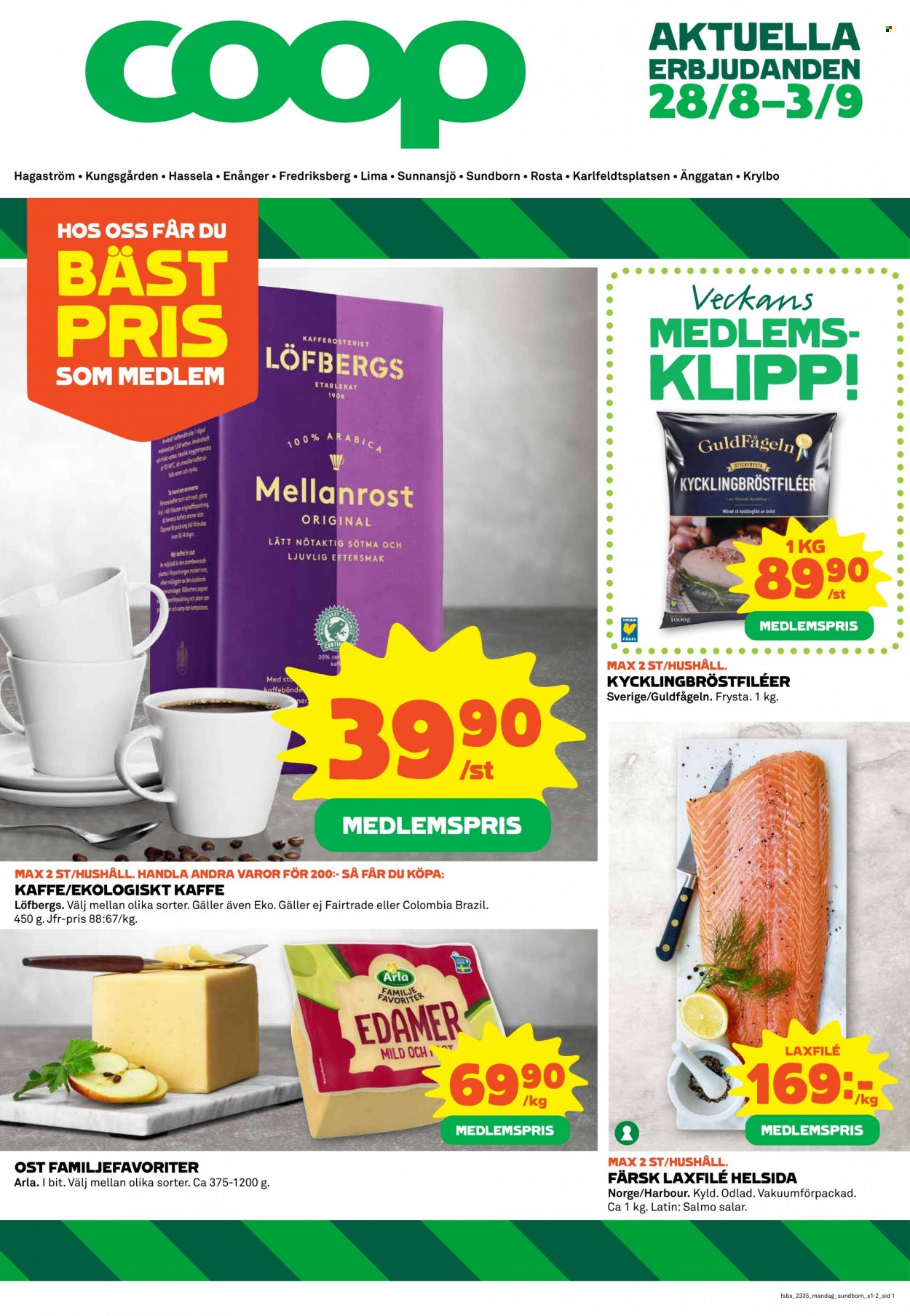 Coop reklamblad - 28/8 2023 - 3/9 2023. Sida 1