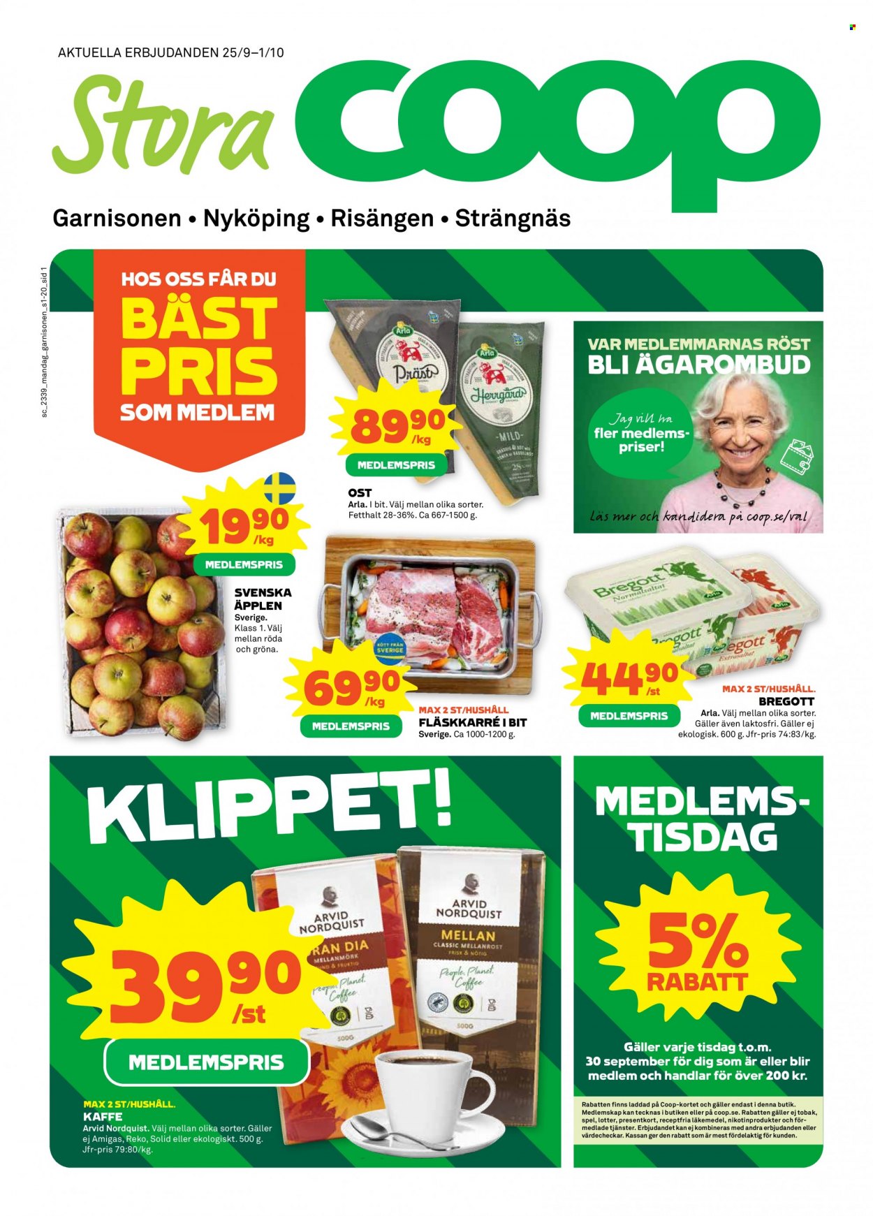 Coop reklamblad - 25/9 2023 - 1/10 2023. Sida 1