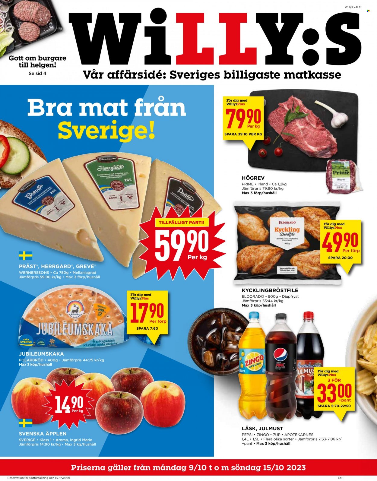Willys reklamblad - 9/10 2023 - 15/10 2023. Sida 1