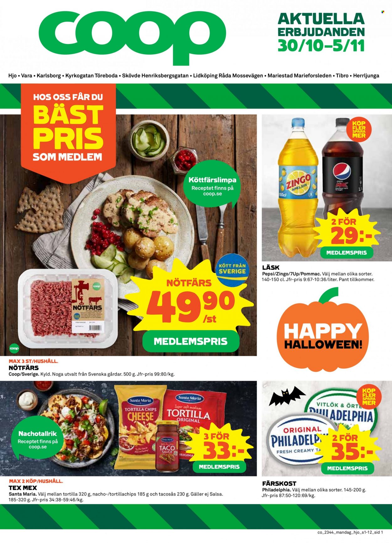 Coop reklamblad - 30/10 2023 - 5/11 2023. Sida 1