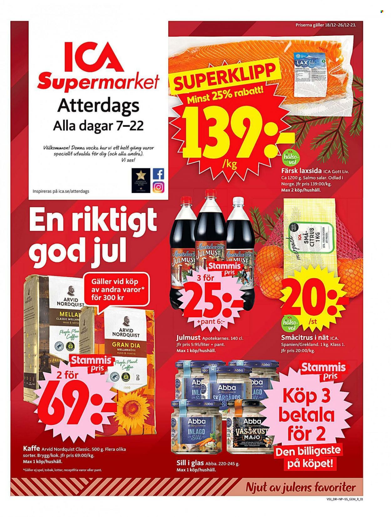 ICA reklamblad - 18/12 2023 - 26/12 2023. Sida 1