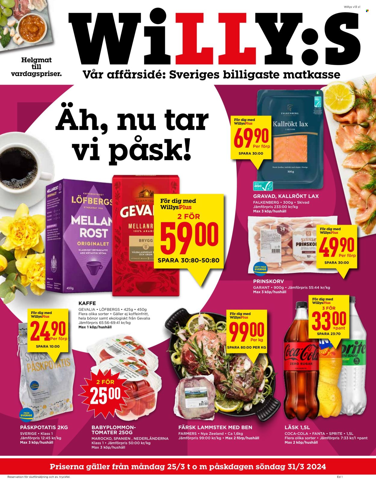 Willys reklamblad - 25/3 2024 - 31/3 2024. Sida 1