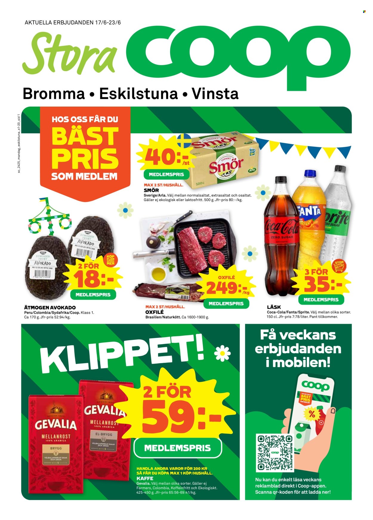 Stora Coop reklamblad - 17/6 2024 - 23/6 2024. Sida 1
