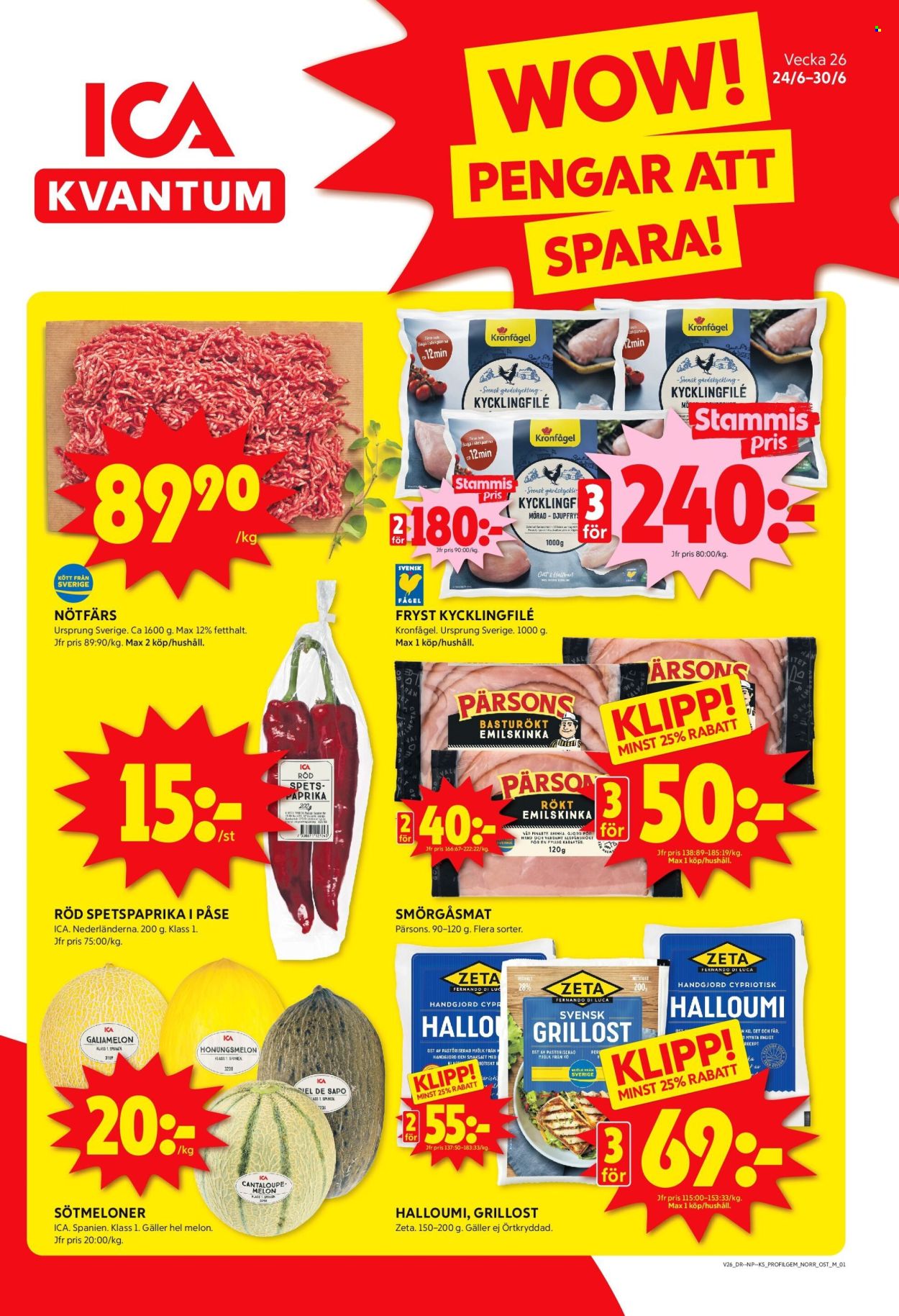 ICA reklamblad - 24/6 2024 - 30/6 2024. Sida 1